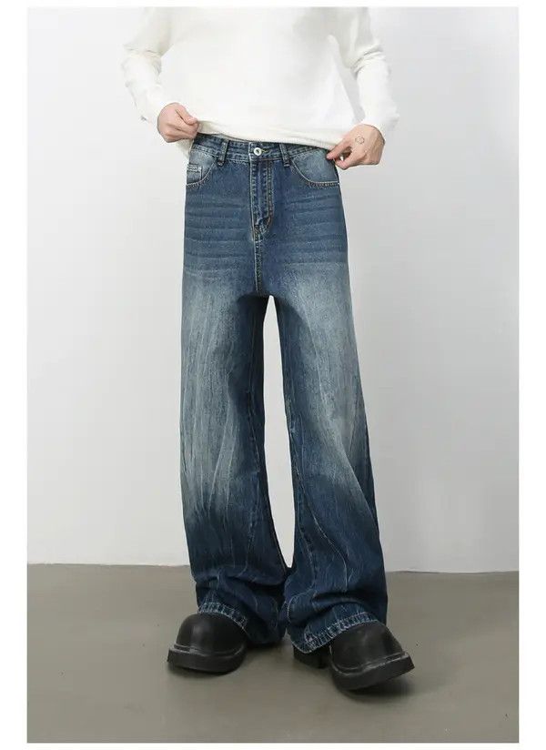 Japanese Brand Aoi Vintage distressed men's ripple loose straight jeans Size US 34 / EU 50 - 7 Thumbnail