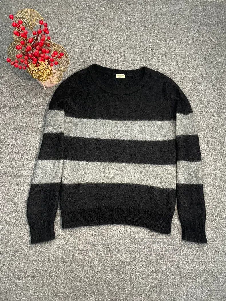 Saint Laurent Paris Saint Laurent Paris Black, White, and Grey Striped Long Sl Size US M / EU 48-50 / 2 - 1 Thumbnail