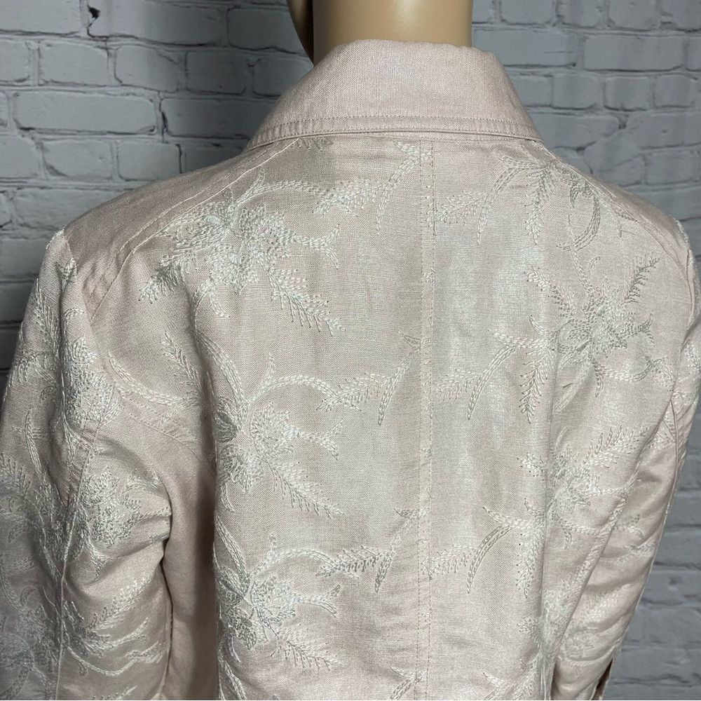 Chicos New Chico's Linen Foil Embroidered Jeans Pink Jacket Size 0 Size S / US 4 / IT 40 - 6 Thumbnail