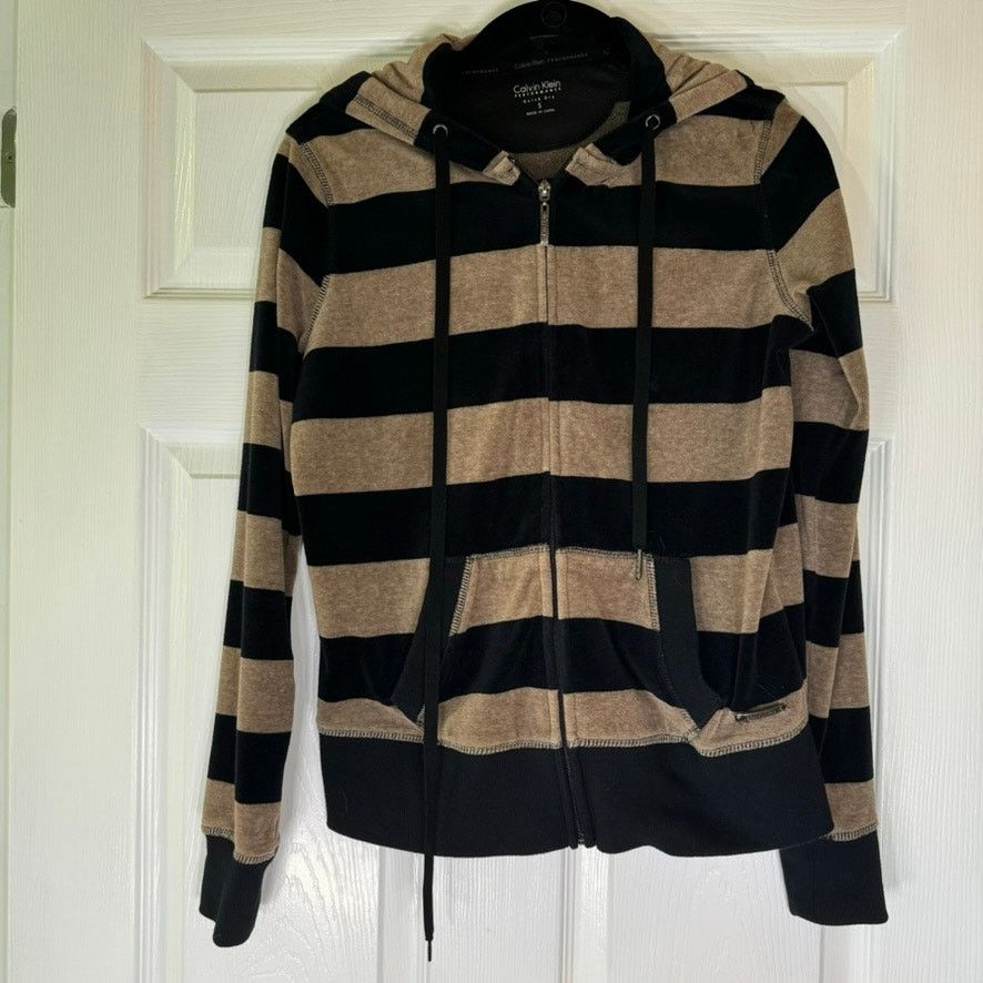 Calvin Klein Calvin Klein Performance Velour Stripe Zip Hoodie Size S / US 4 / IT 40 - 2 Thumbnail