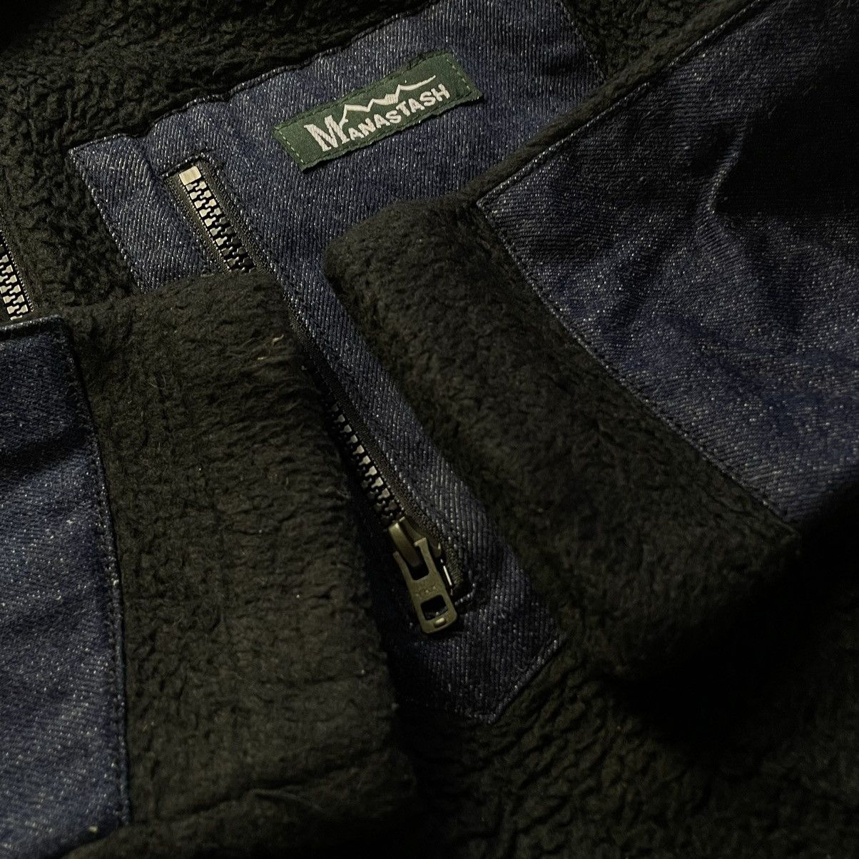 Manastash MANATASH FLEECE + DENIM TWO TONES HOODIE JACKET Size US M / EU 48-50 / 2 - 9 Thumbnail