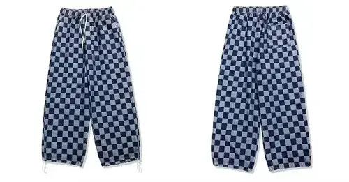 Other 20AW Indigo Union Japan Dark Blue Checked Adjustable Pants Size US 34 / EU 50 - 1 Thumbnail