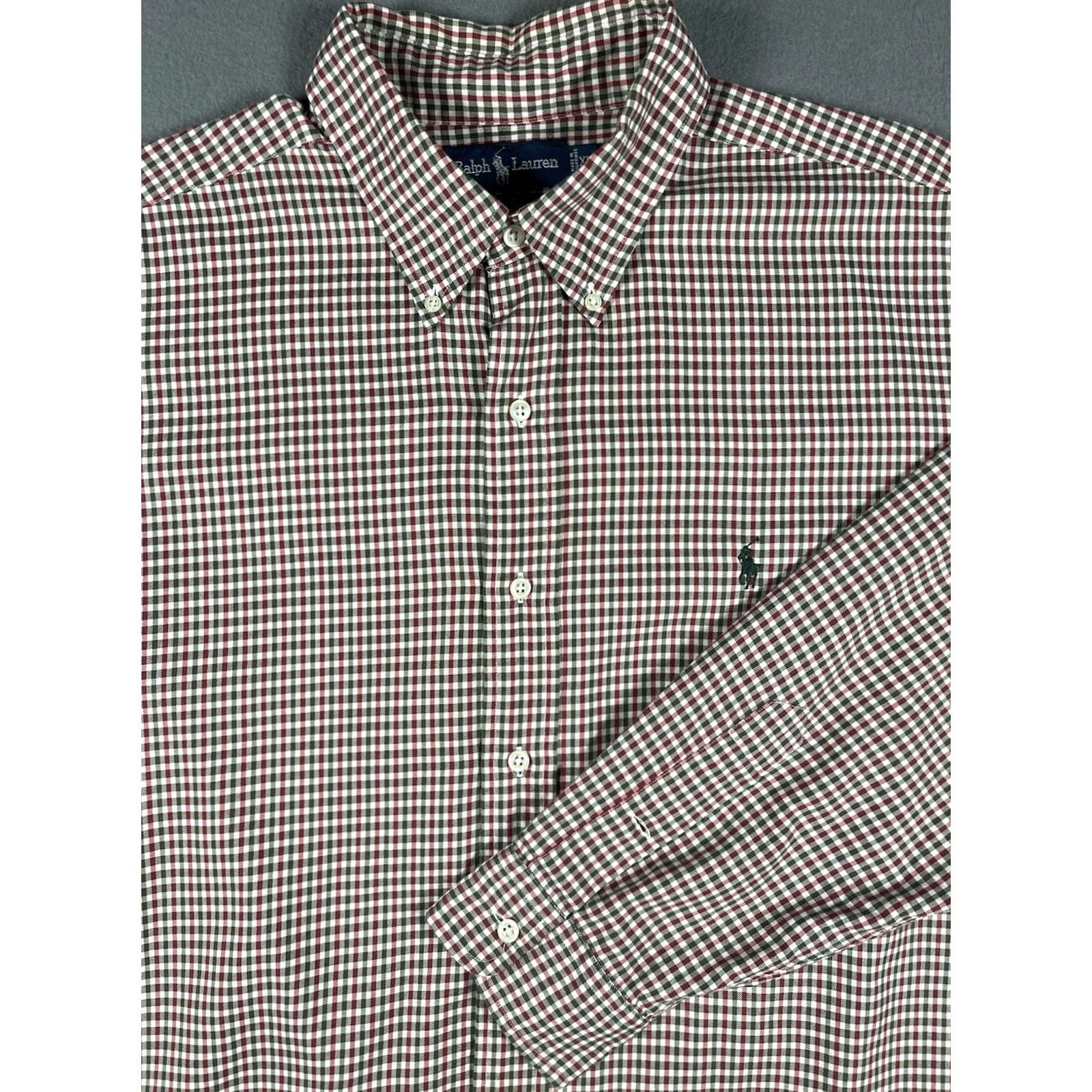 Ralph Lauren Ralph Lauren Blake Button Shirt Men XL Polo Logo Green Red Check Long Sleeve Size US XL / EU 56 / 4 - 2 Thumbnail