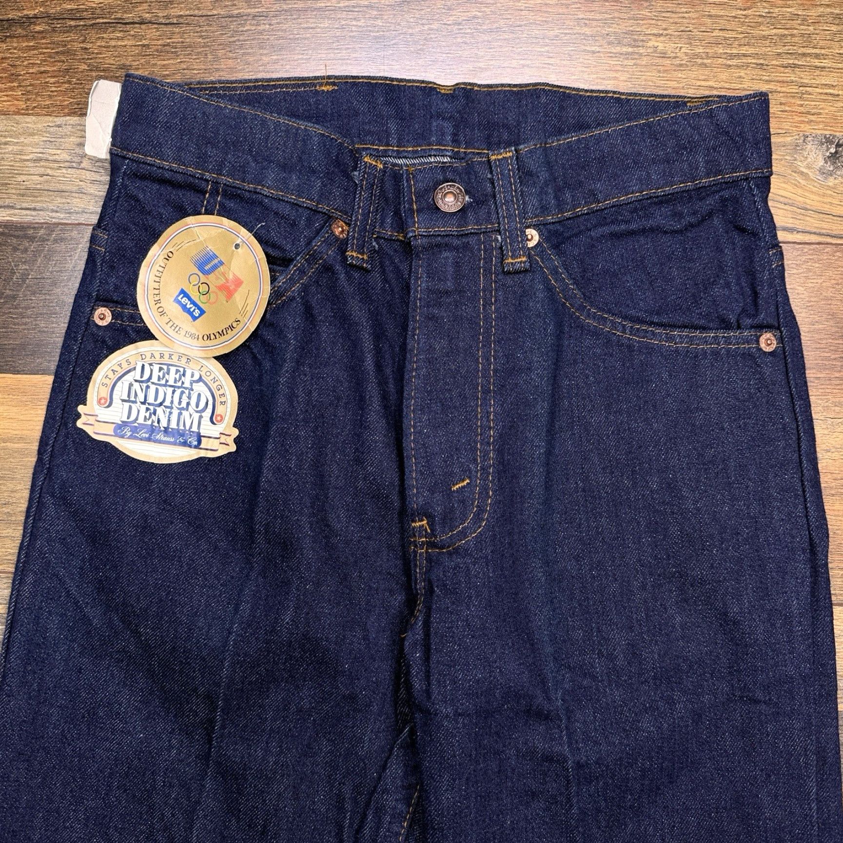 Levi's VINTAGE Levi's Jeans Straight Men's 29x34 Denim 80s Levi's 500 Series Dark Blue 5-Pocket Regular Waist 29 Inseam 34 New with Tags Size US 29 - 4 Thumbnail