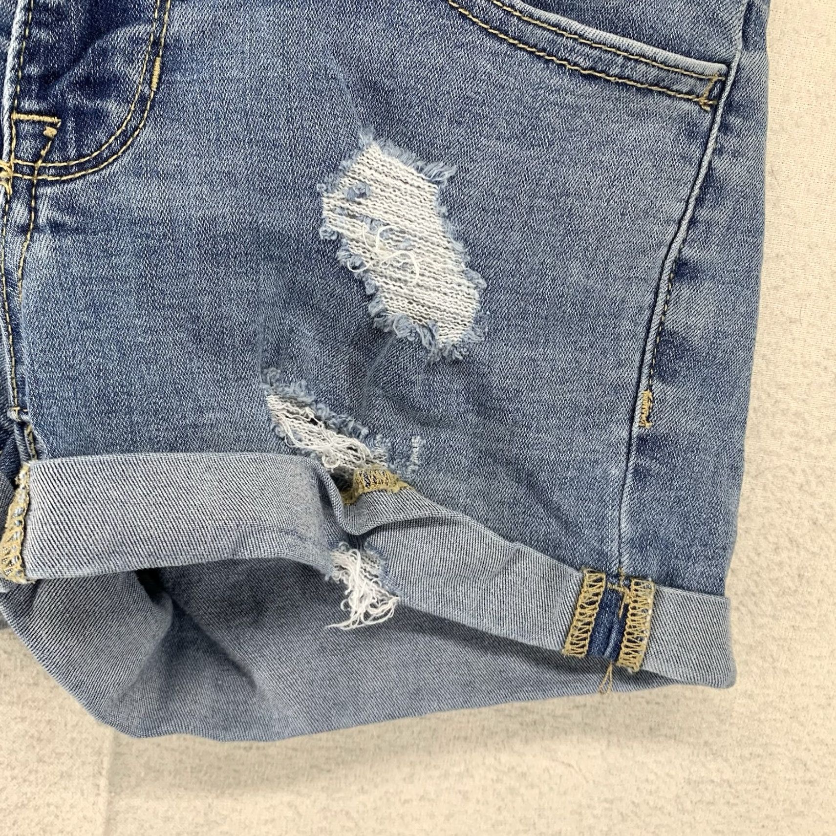 Pacsun PacSun Shorts Denim 24 Blue Distressed Shortie Cut Off Super Stretch Size 42" / US 20 - 5 Thumbnail