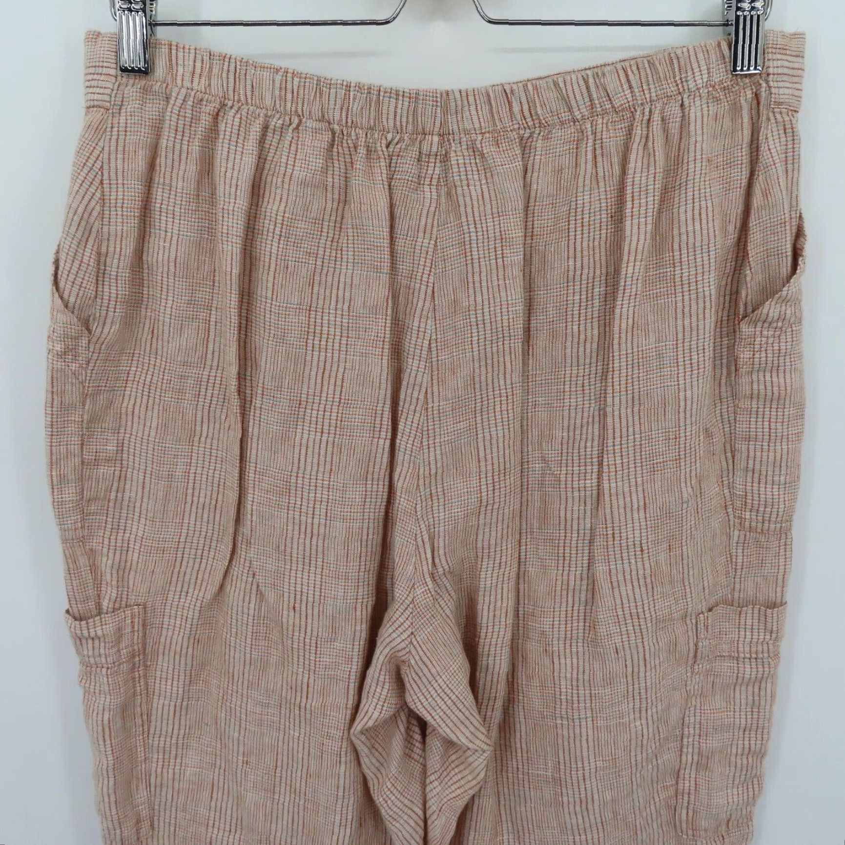 FLAX FLAX Women Small Multicolor Plaid Check Casual Crop Capri Pants Pockets Linen Square Pocket Cropped Pants Size 28" / US 6 / IT 42 - 6 Thumbnail