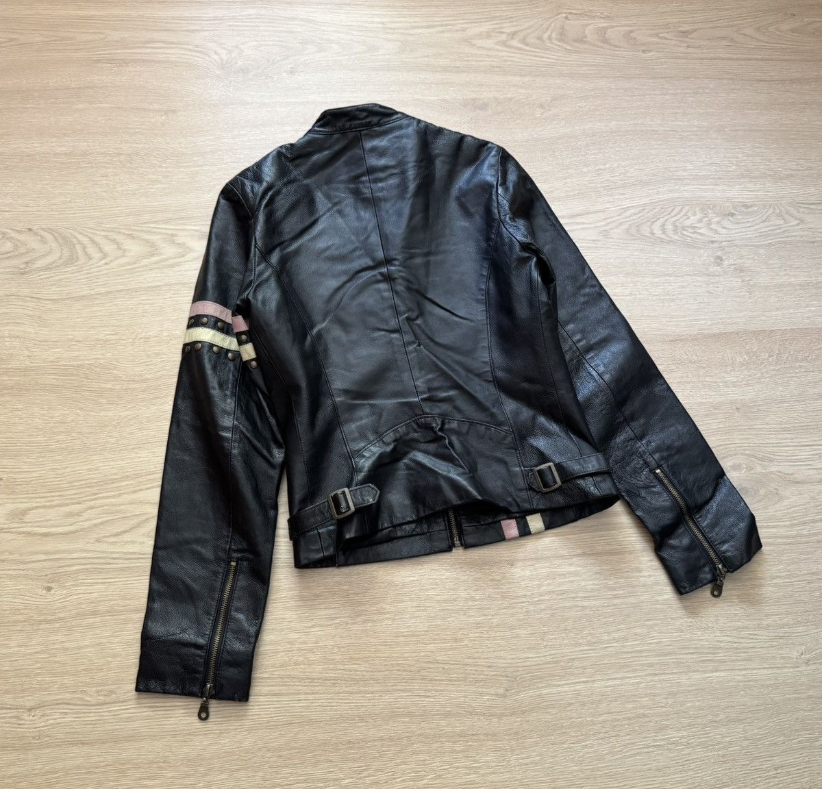 Genuine Leather Vintage 00s y2k Fishbone Women’s Genuine Leather Moto Jacket Size XS / US 0-2 / IT 36-38 - 4 Thumbnail