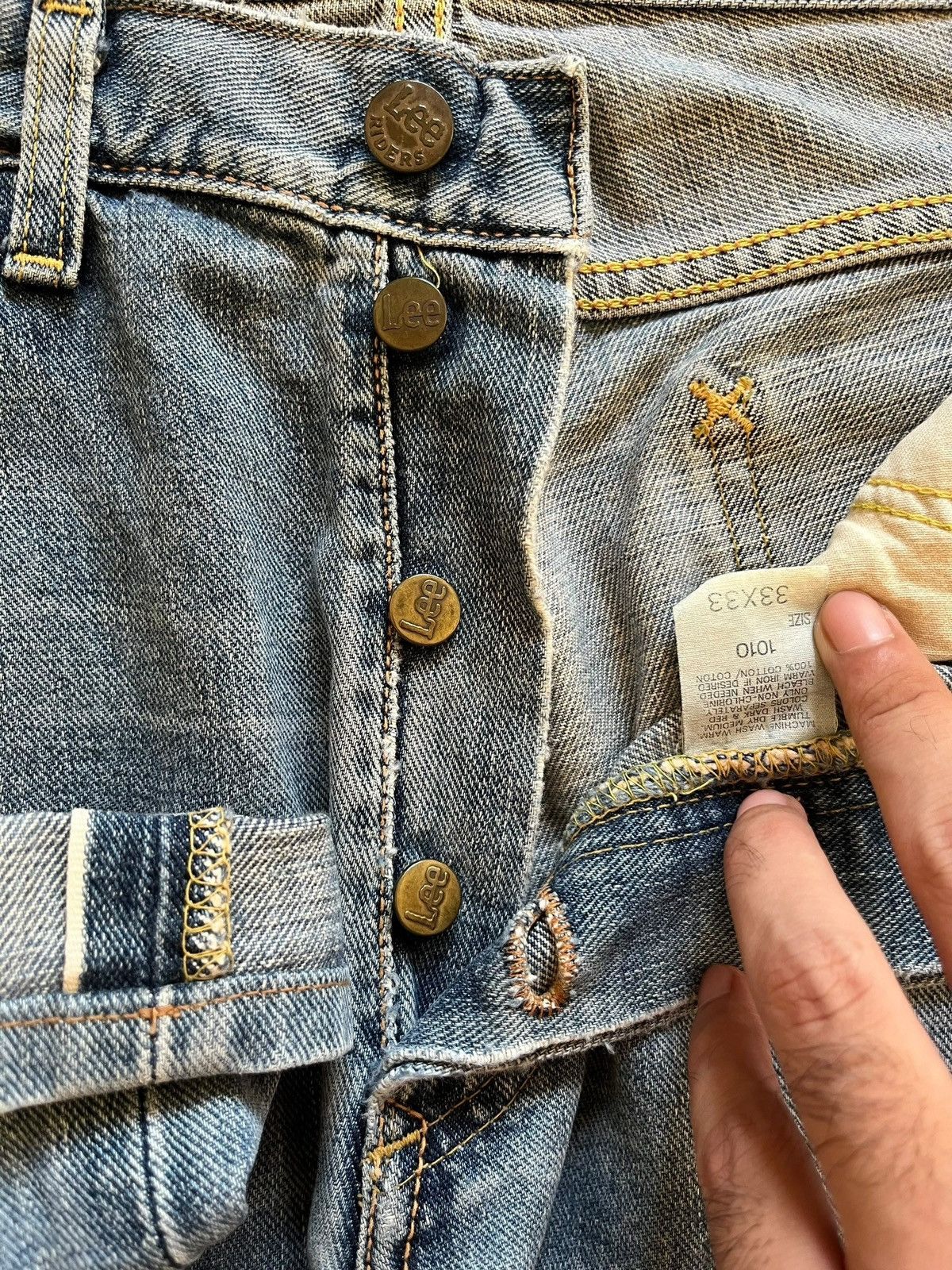 Lee Vintage 80s Lee Riders Selvedge Sanforized Baggy Style Jeans Size US 32 / EU 48 - 5 Thumbnail