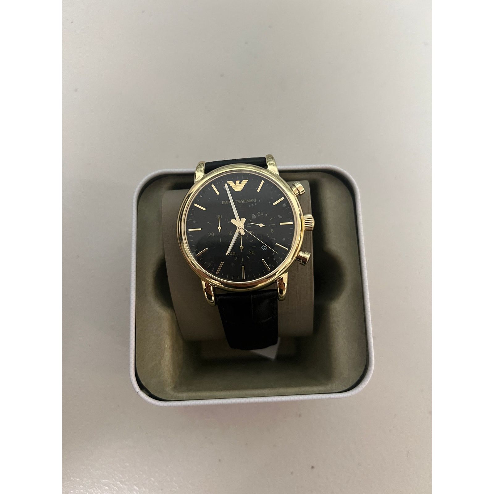Emporio Armani AR1917 Men's Chronograph Black Leather Watch
