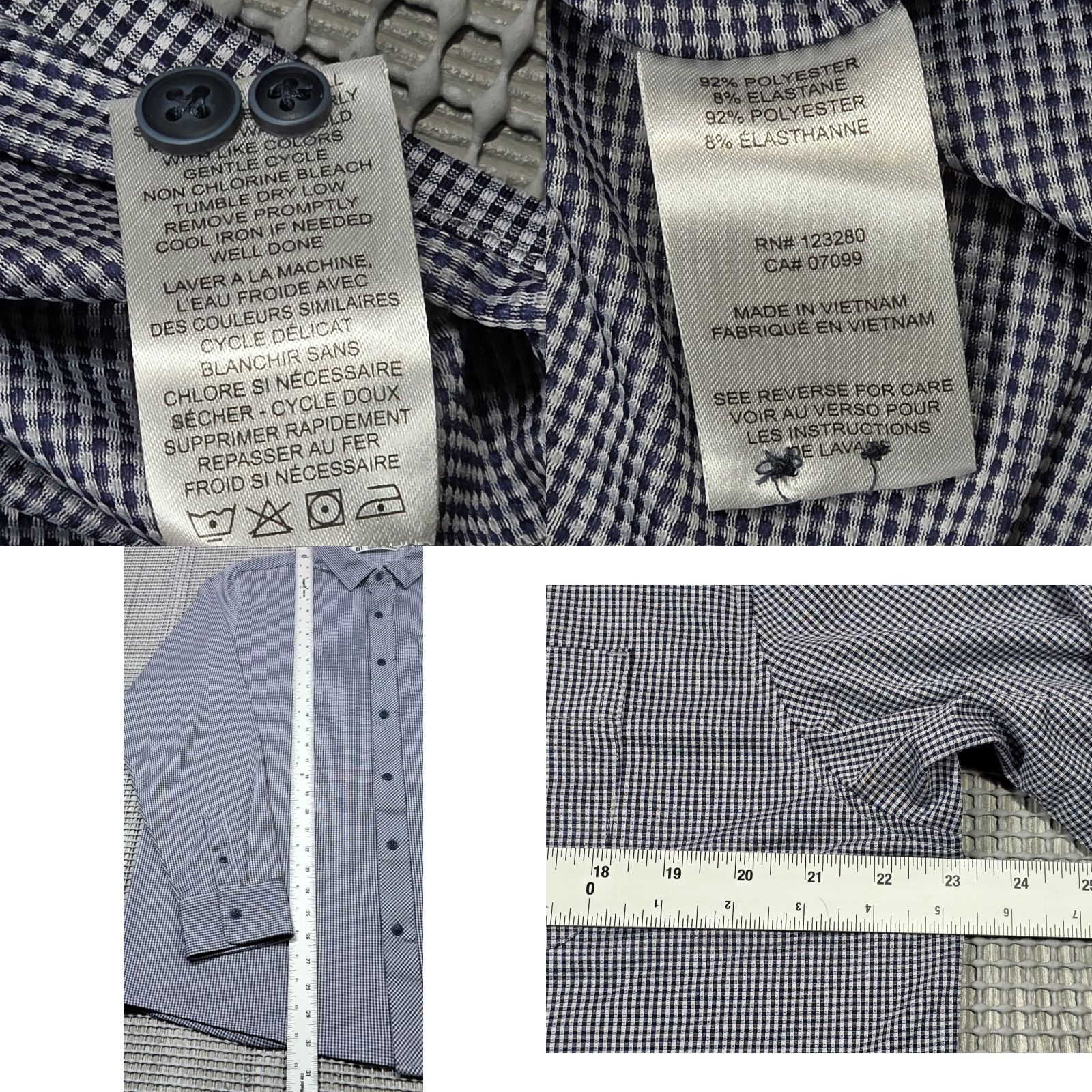 TravisMathew Travis Mathew Shirt Mens XL Black White Check Button Up Long Sleeve Performance Size US XL / EU 56 / 4 - 9 Thumbnail