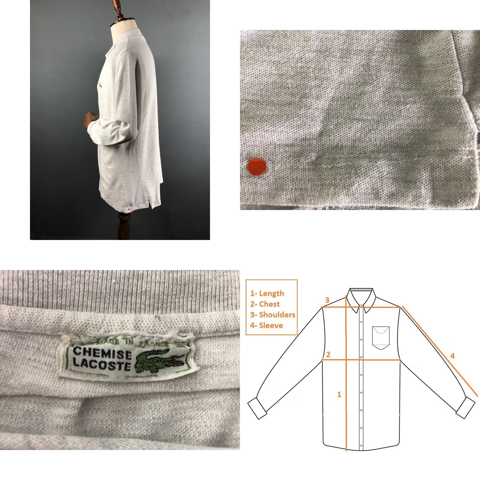 Lacoste Chemise Lacoste Polo Shirt Men Long Sleeve Gray Cotton Shirt Polo Regular Fit Mens Size US M / EU 48-50 / 2 - 8 Thumbnail