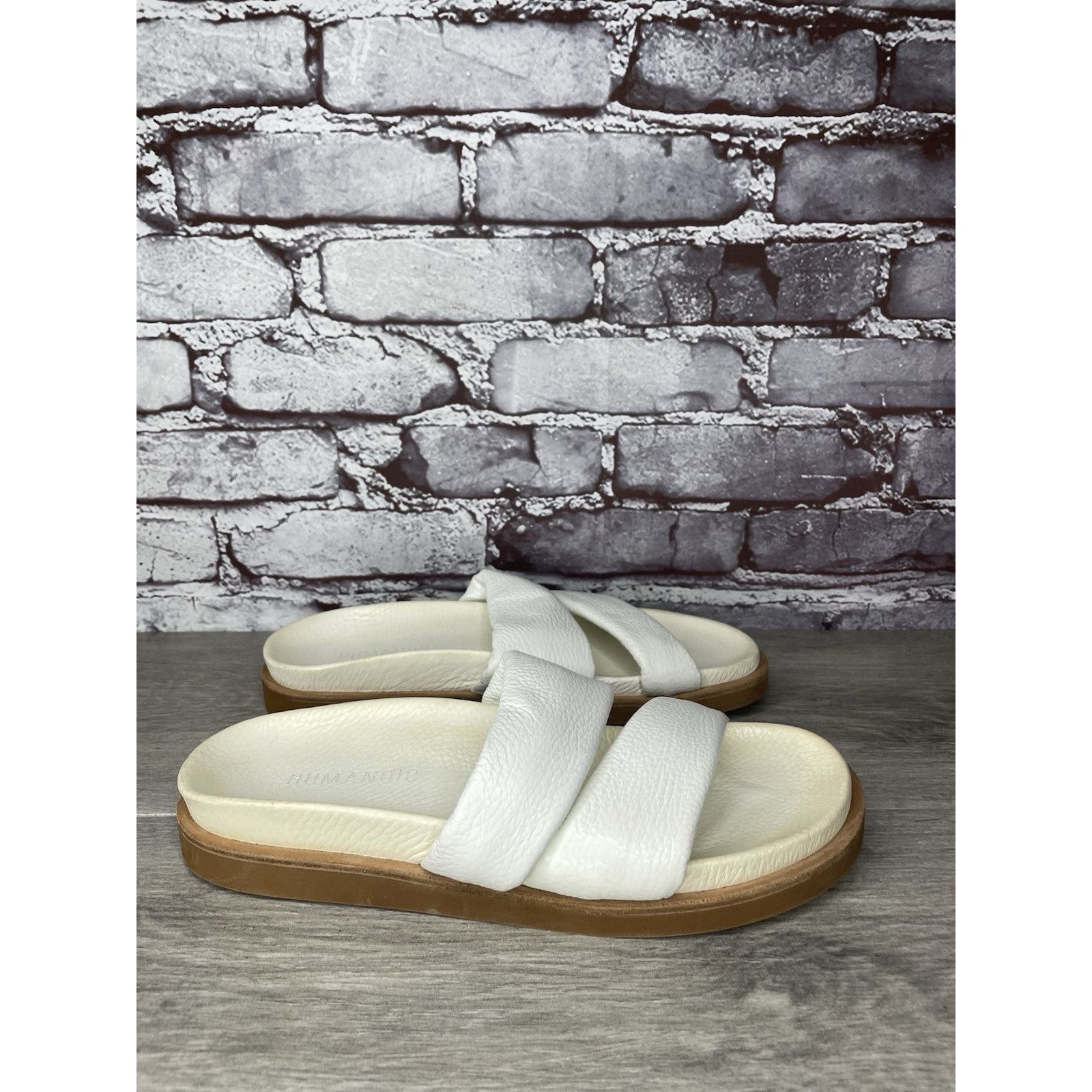 Other Humanoid White Leather Platform Strap Slides Wedge Sandals W Size US 8.5 / IT 38.5 - 14 Thumbnail