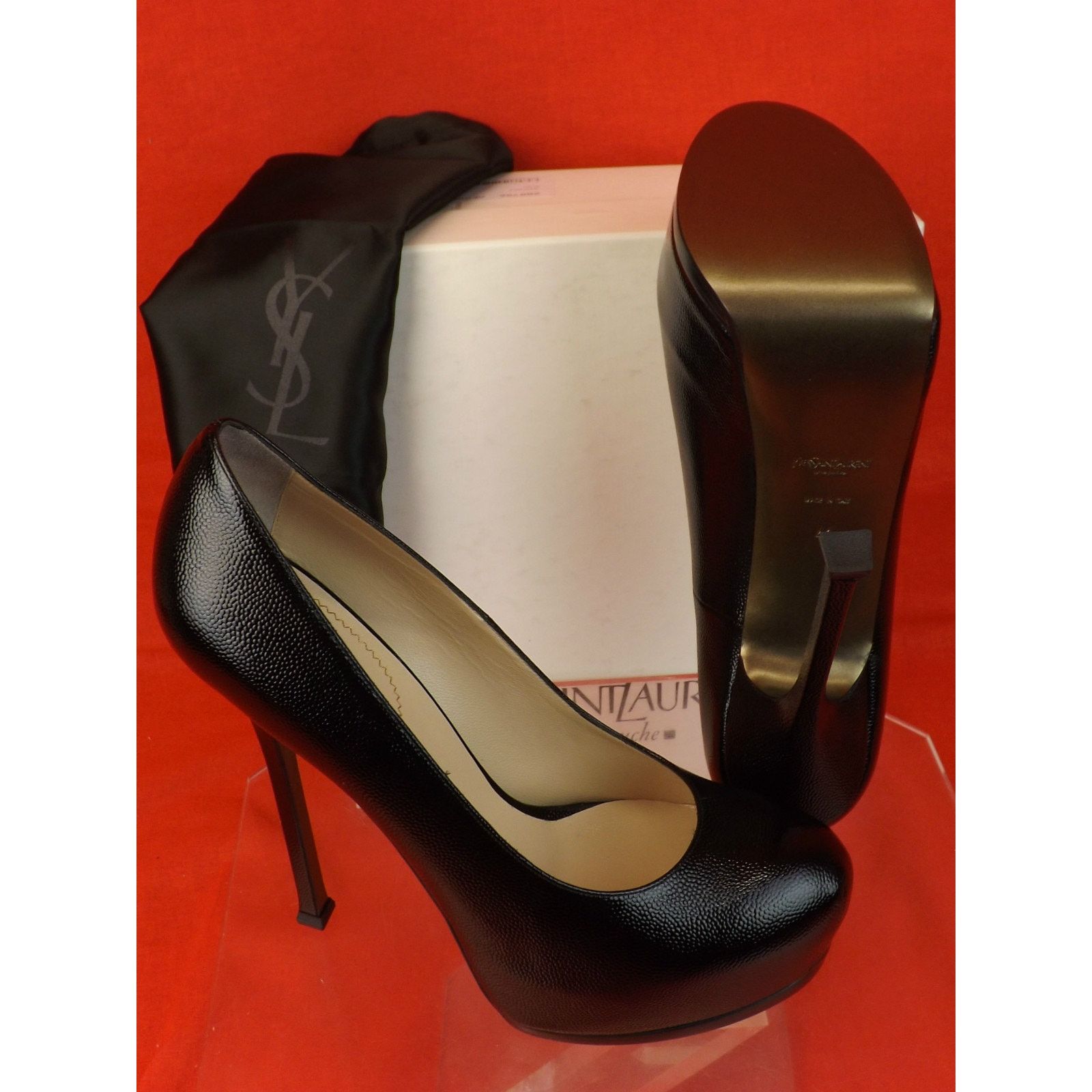 Yves Saint Laurent YVES SAINT LAURENT LEATHER BLACK TRIBTOO PLATFORM PUMPS 39.5 Size US 9.5 / IT 39.5 - 11 Thumbnail