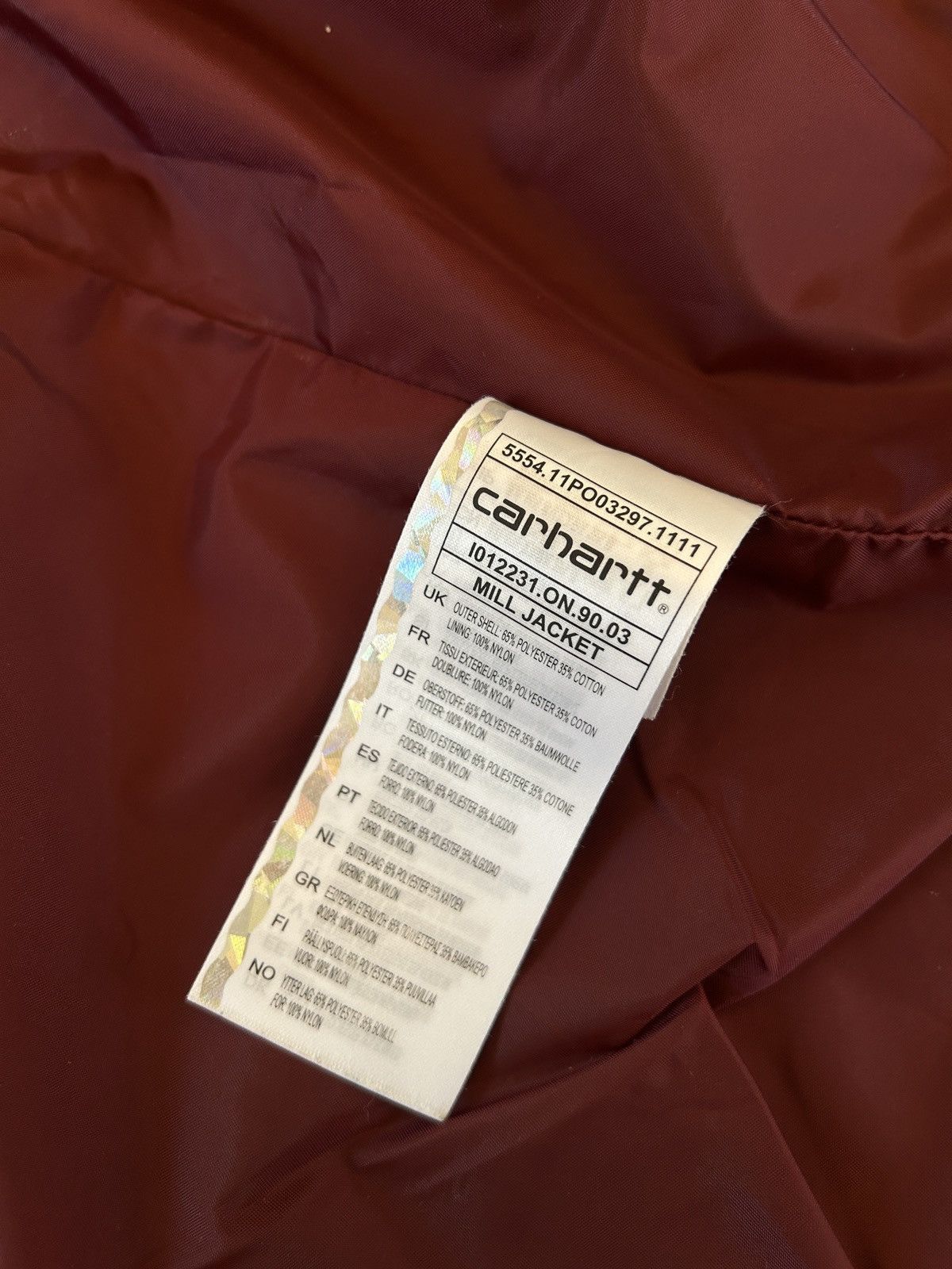 Carhartt 🧥 Carhartt – Mill Jacket (Tan/Navy/Maroon) • Size M Size US M / EU 48-50 / 2 - 4 Thumbnail