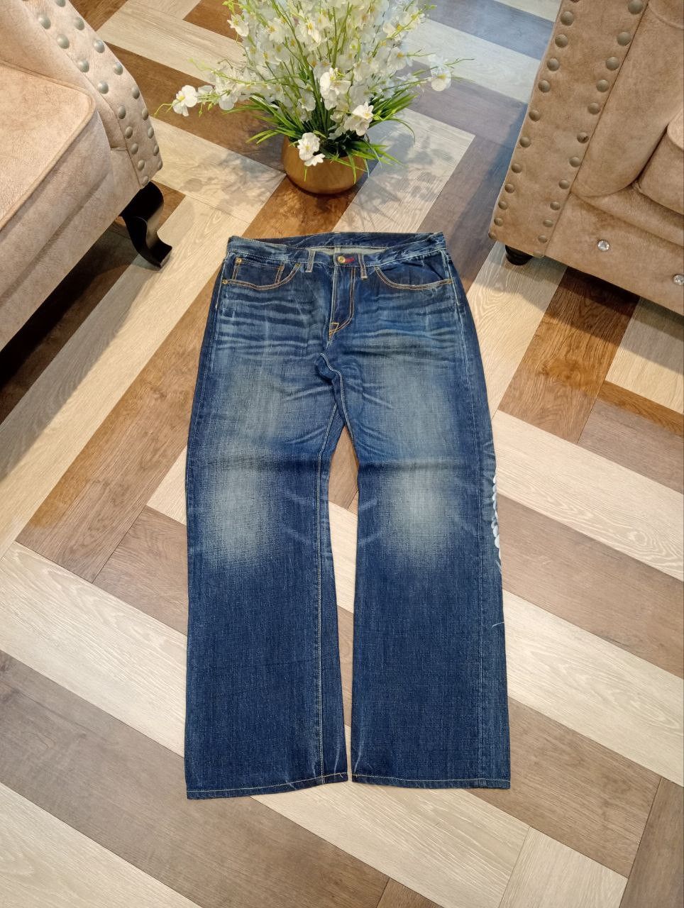 Eternal ETERNAL JAPAN DRAGON BLUE DENIM SUKAJAN PANTS Size US 34 / EU 50 - 1 Thumbnail
