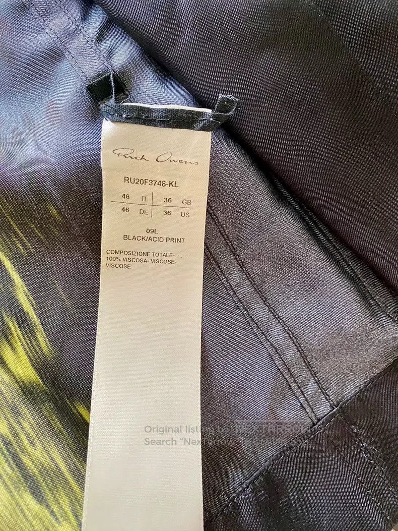Rick Owens Rick Owens Size 46 Cupro summer ultra-thin back printed sui Size US S / EU 44-46 / 1 - 9 Thumbnail