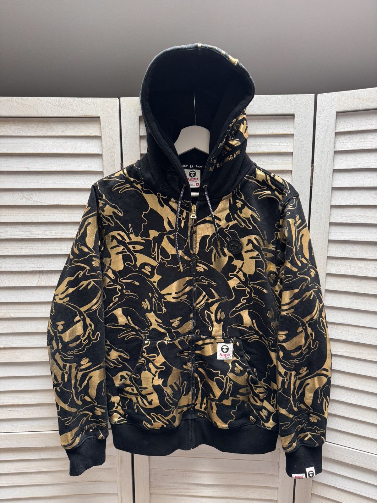 Men’s Casual AAPE Hoodie Black Gold