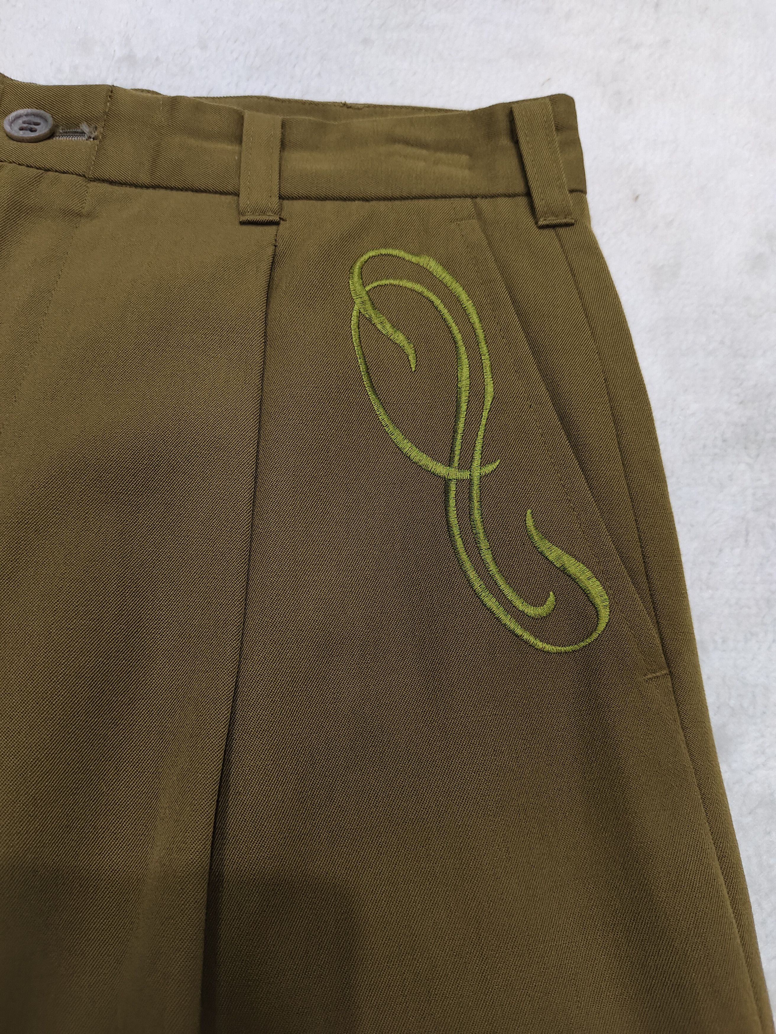 Mr. Junko 90s Mr Junko- Wide Tapered Embroidered Wool Trousers Size US 31 - 3 Thumbnail