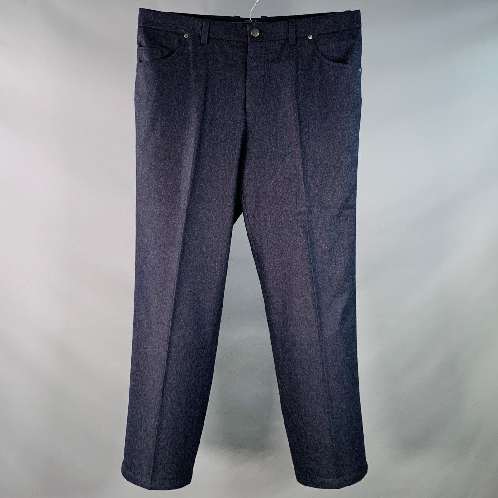 Saks Fifth Avenue SAKS FIFTH AVENUE 38 Navy Heather Wool Jean Cut Casual Pants Size US 38 / EU 54 - 1 Thumbnail