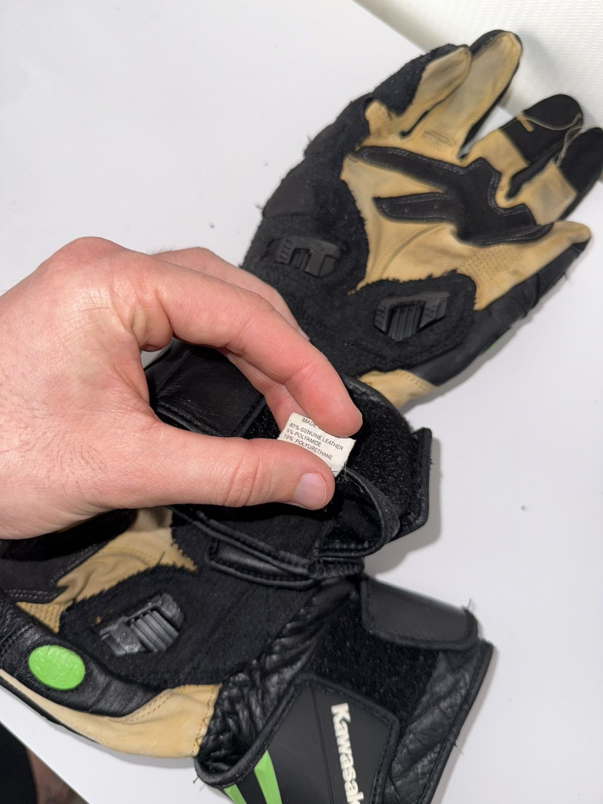 Japanese Brand Kawasaki Y2K Ninja Moto Racing Leather Hype Gloves Size ONE SIZE - 14 Thumbnail