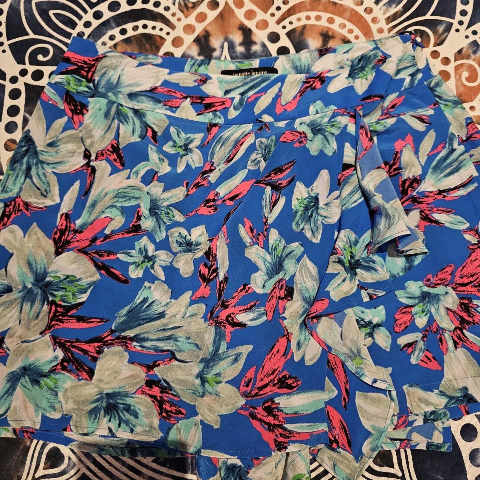 Designer Nanette Lepore Women's Pink and Blue Skirt Size 27" / US 4 / IT 40 - 2 Thumbnail
