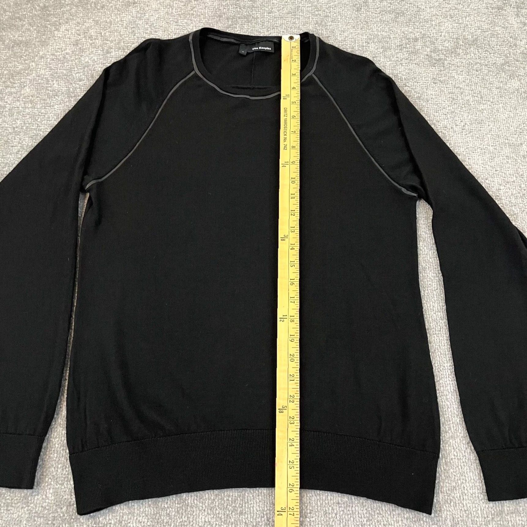 The Kooples The Kooples Shirt Womens Large Black Merino Wool Lambskin Leather Trim Sweater Size L / US 10 / IT 46 - 3 Thumbnail