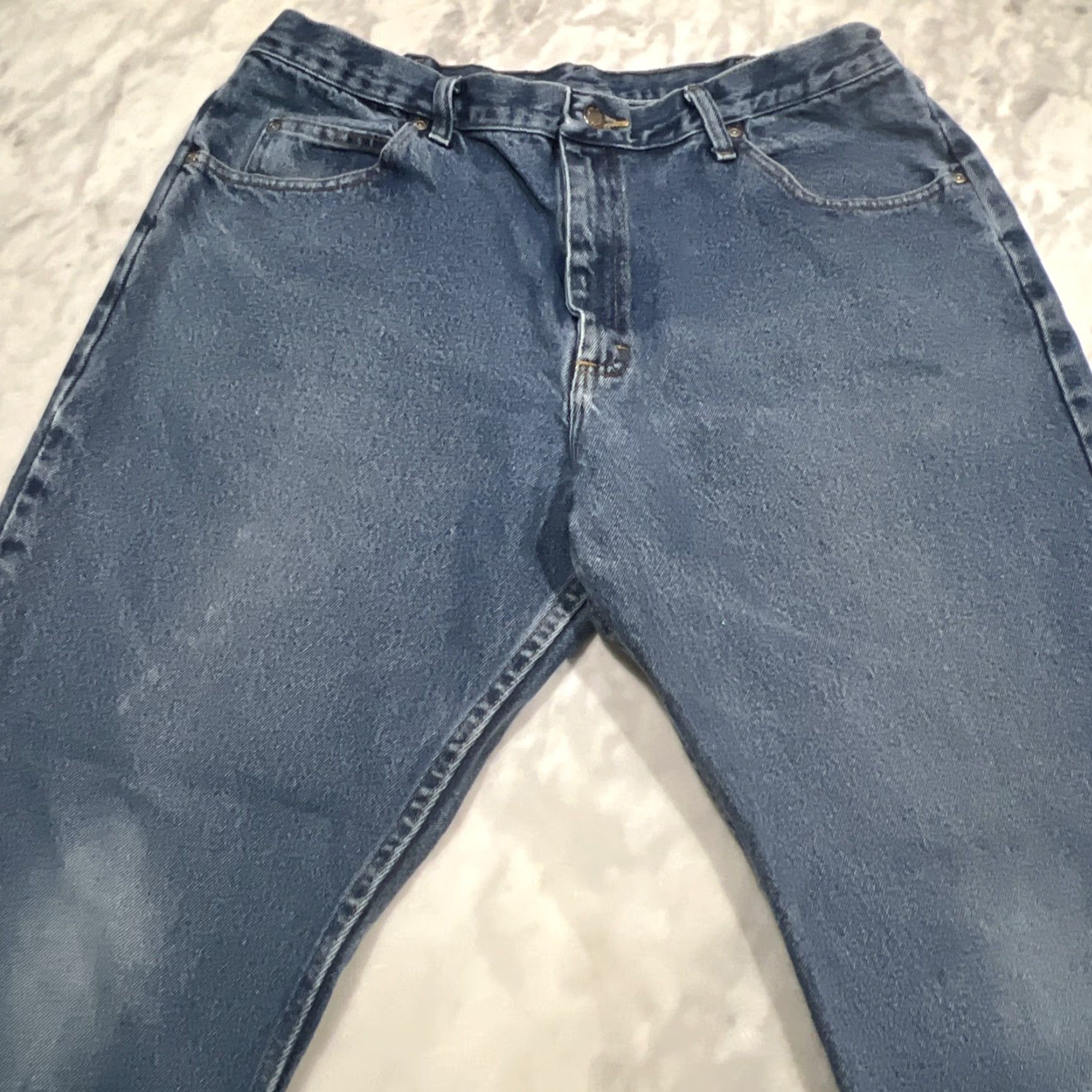 Wrangler VINTAGE Wrangler Jeans Men 38x30 9760WDR Relaxed Fit Cowboy Cut Denim Faded Thrashed Cowboy Men Jeans 38x30 Blue Distressed Pockets 5-Pocket Wrangler Size US 38 / EU 54 - 5 Thumbnail