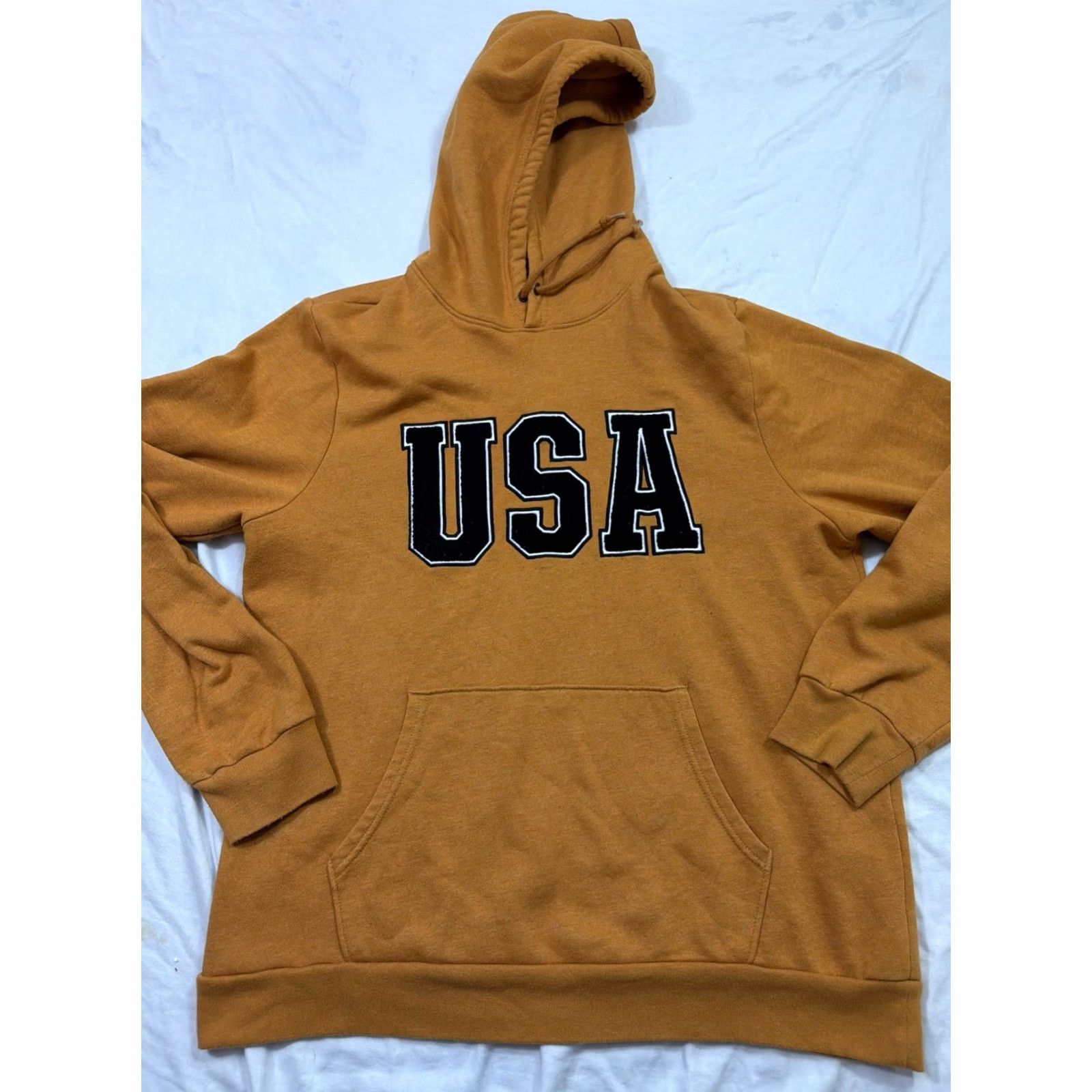Old Navy VINTAGE Old Navy USA Graphic Hoodie Sweatshirt Mens XL Yellow Mustard Pullover Size US XL / EU 56 / 4 - 2 Thumbnail