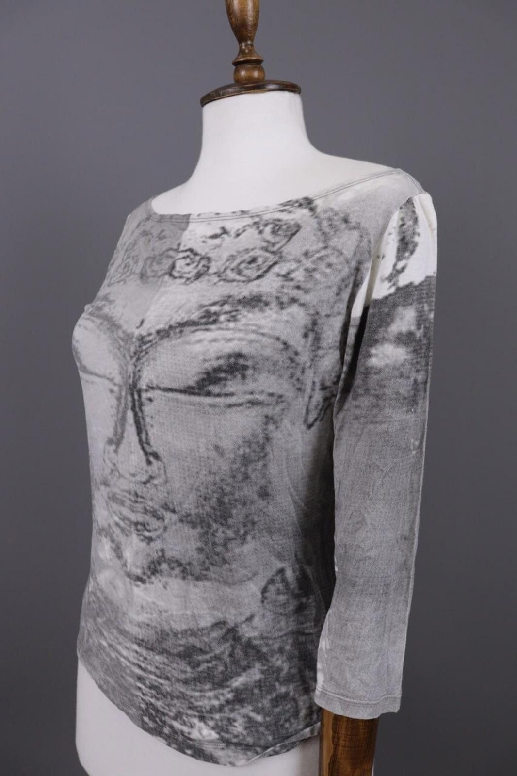 Designer Sarah Pacini Gray Printed Top Shirt One Size Size ONE SIZE - 5 Thumbnail