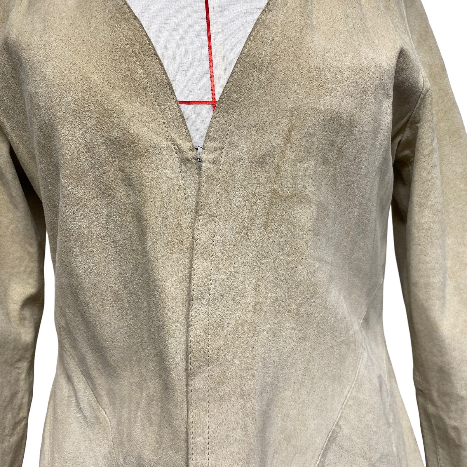 Vintage Arden B Tan Suede Leather Tailored Handkerchief Hem Jacket Size M / US 6-8 / IT 42-44 - 8 Thumbnail