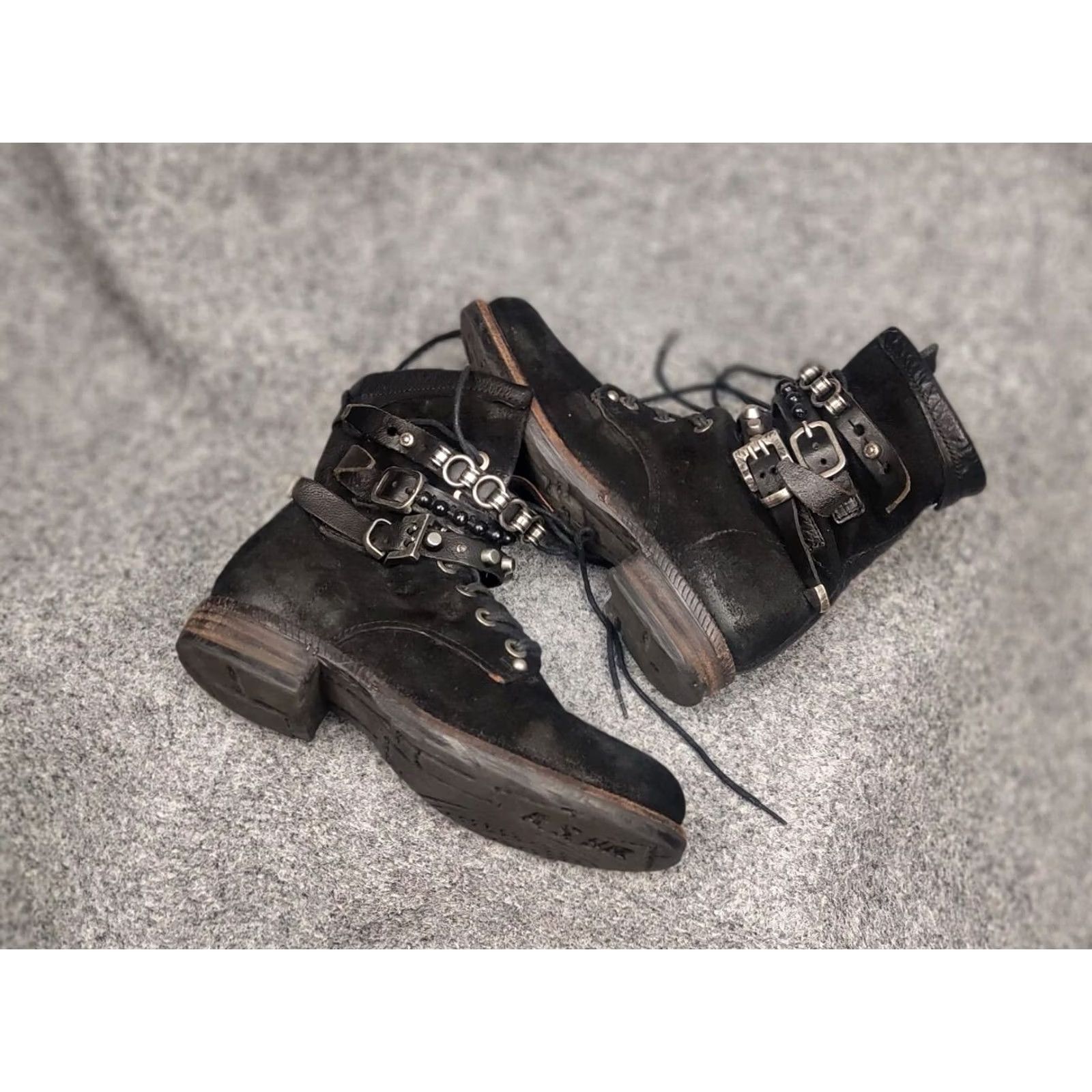 A.S.98 A.S.98 Vintage Black Suede Combat Boots Mid Calf Leather Outsole Zip 36 Womens Grunge Vintage Boots Size US 6 / IT 36 - 3 Thumbnail