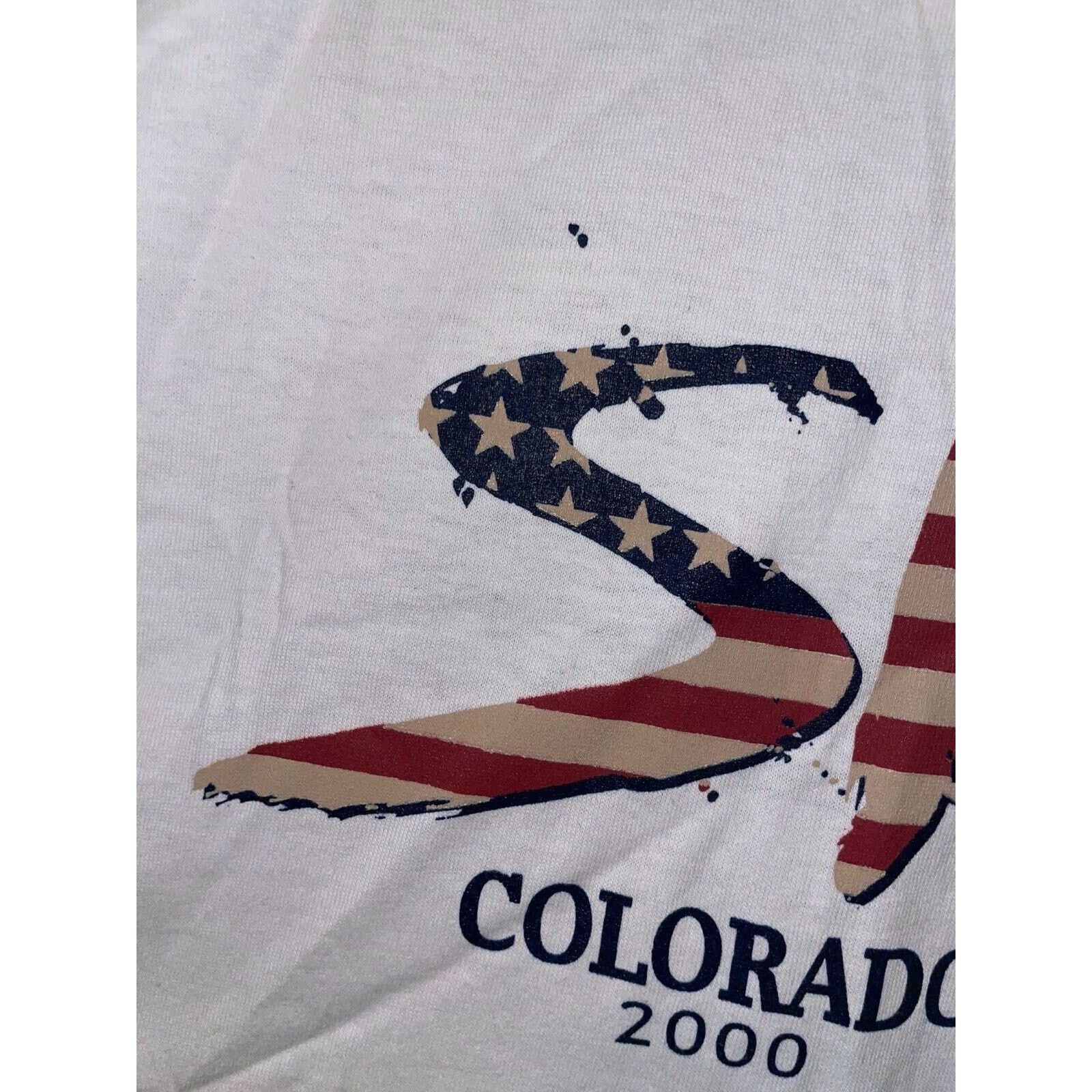 Jerzees Y2K Colorado Ski Shirt Skiing American Flag White L Tee Size US L / EU 52-54 / 3 - 3 Thumbnail