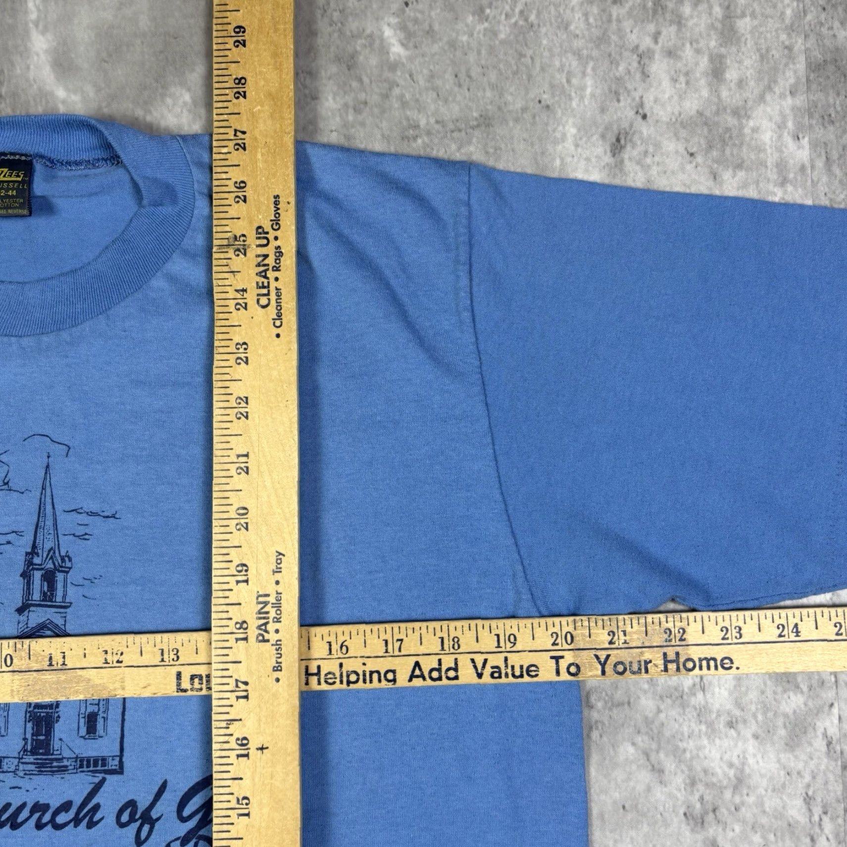 Jerzees VINTAGE First Church Of God Jesus T Shirt Mens Large Blue 70s 80s 90s Size US L / EU 52-54 / 3 - 7 Thumbnail