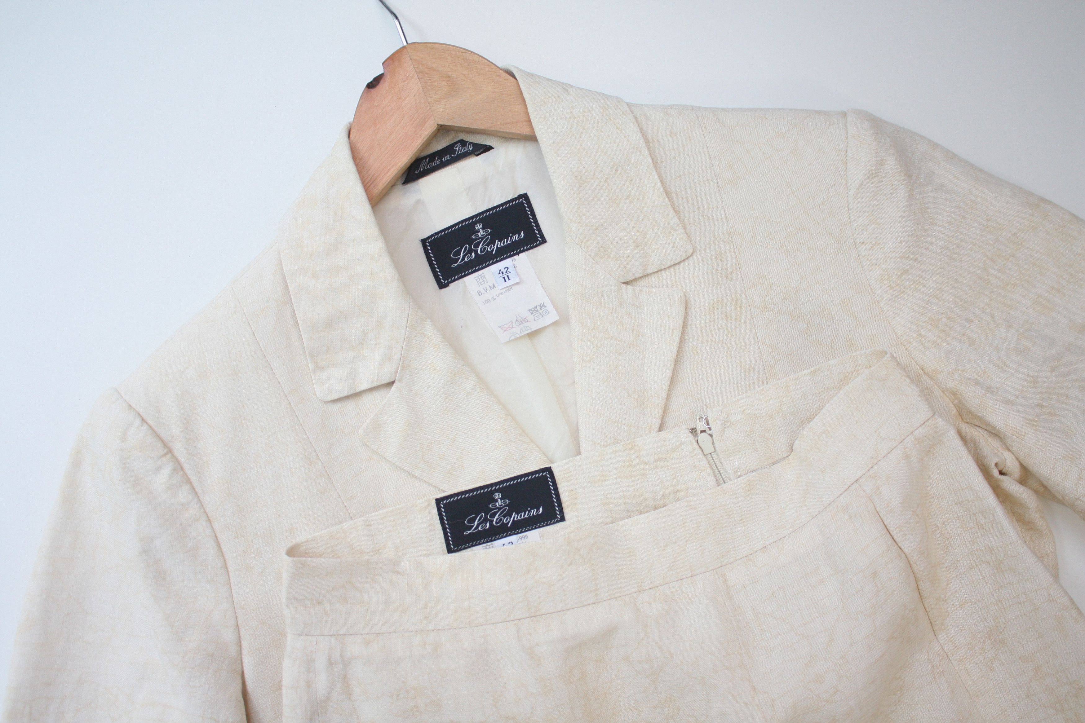 Les Copains Les Copains Linen Beige Suite Blazer Skirt Made In Italy Size M / US 6-8 / IT 42-44 - 7 Thumbnail