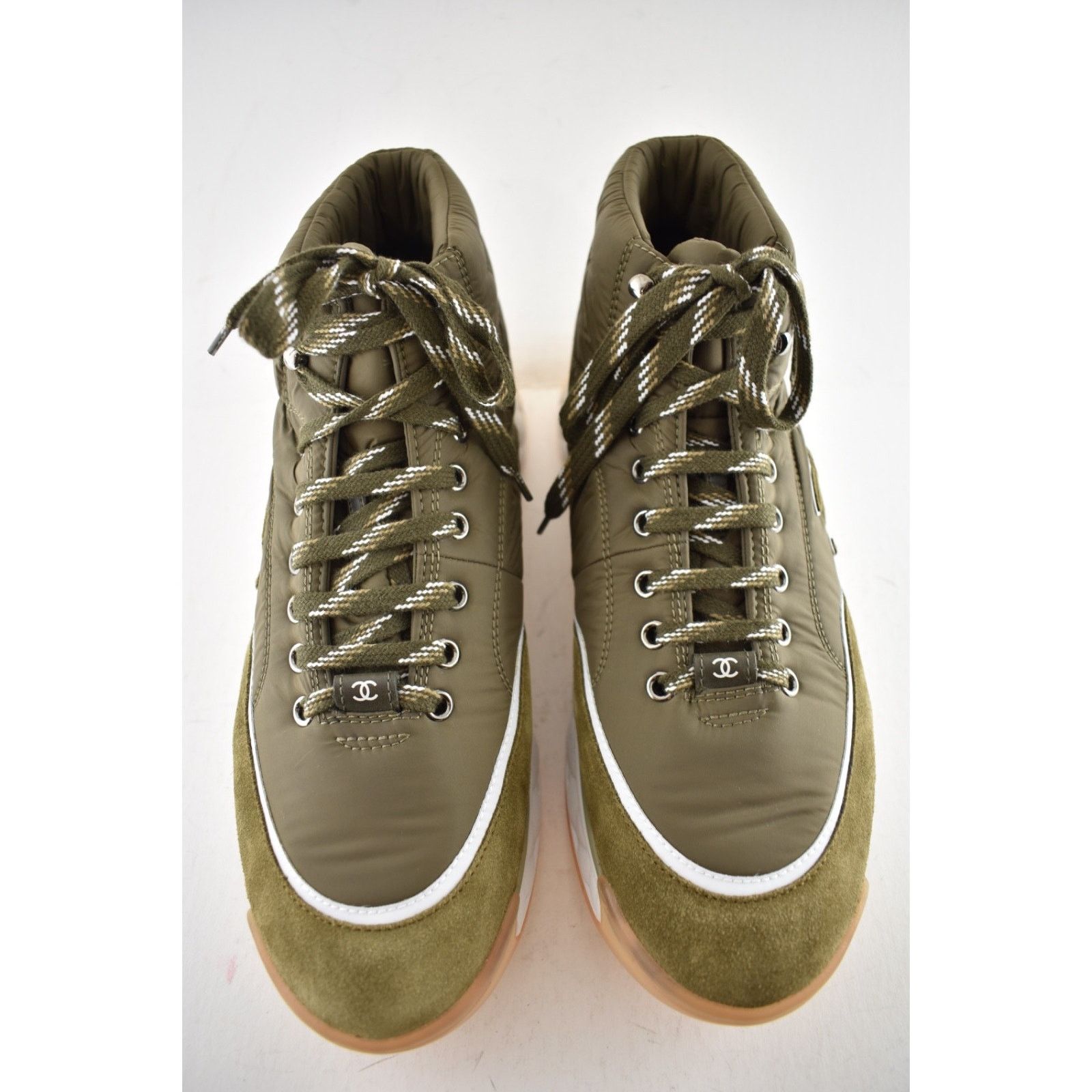 Chanel Chanel 19B Green Quilted Platform CC Logo High Top Trainer Size US 11 / EU 44 - 6 Thumbnail