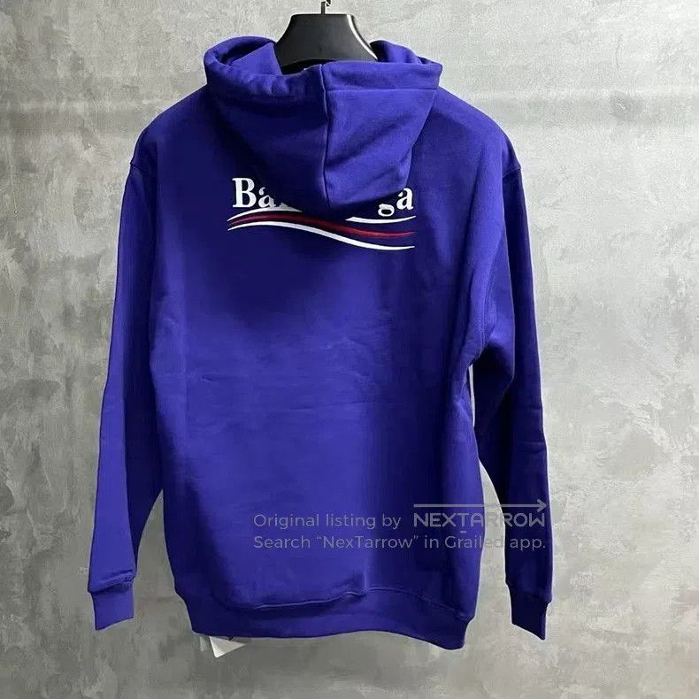 Balenciaga Balenciaga Blue Logo Embroidered Hoodie. Size US XXS / EU 40 - 5 Thumbnail