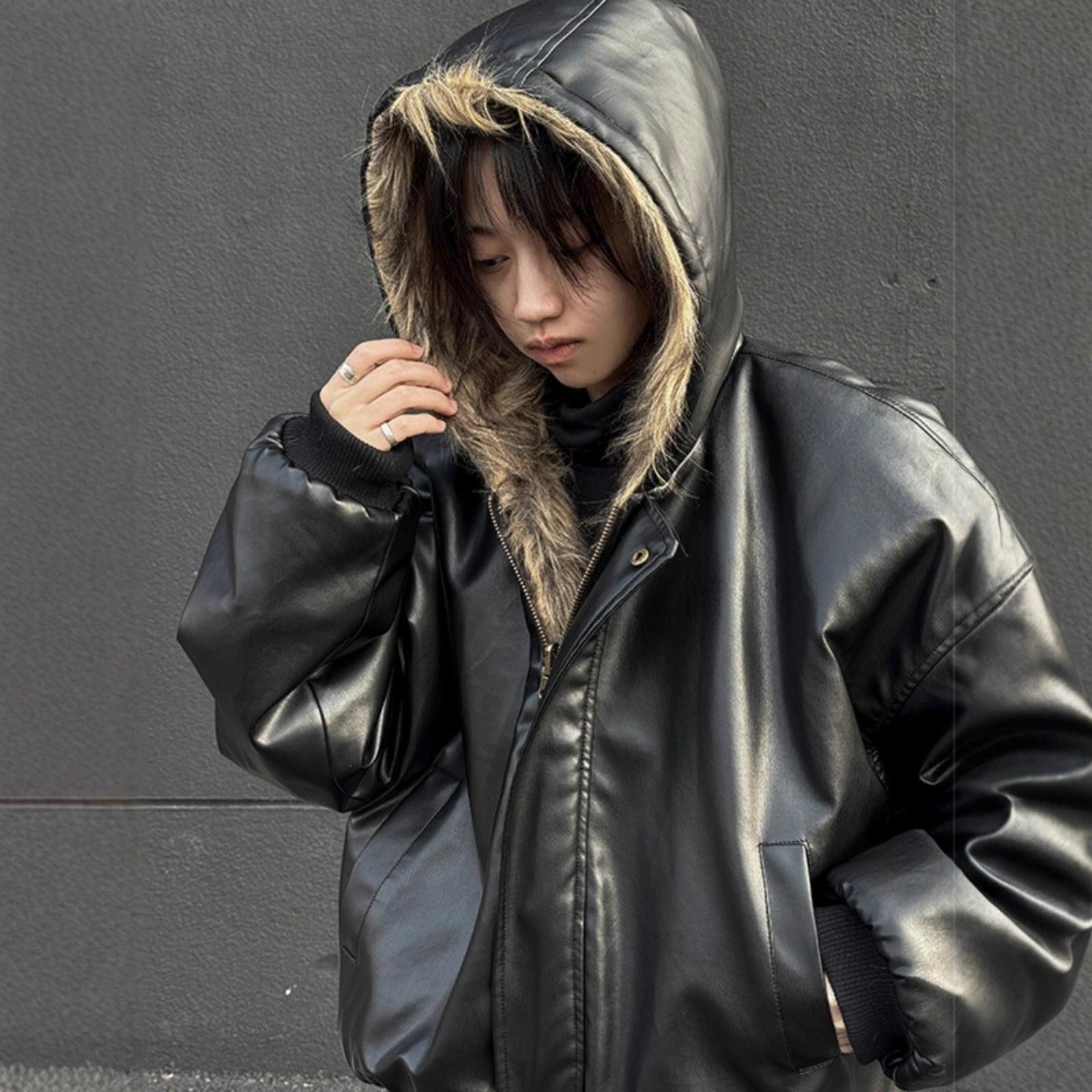 Leather Black Faux Leather Bomber Jacket with Faux Fur Lining Size US L / EU 52-54 / 3 - 2 Thumbnail