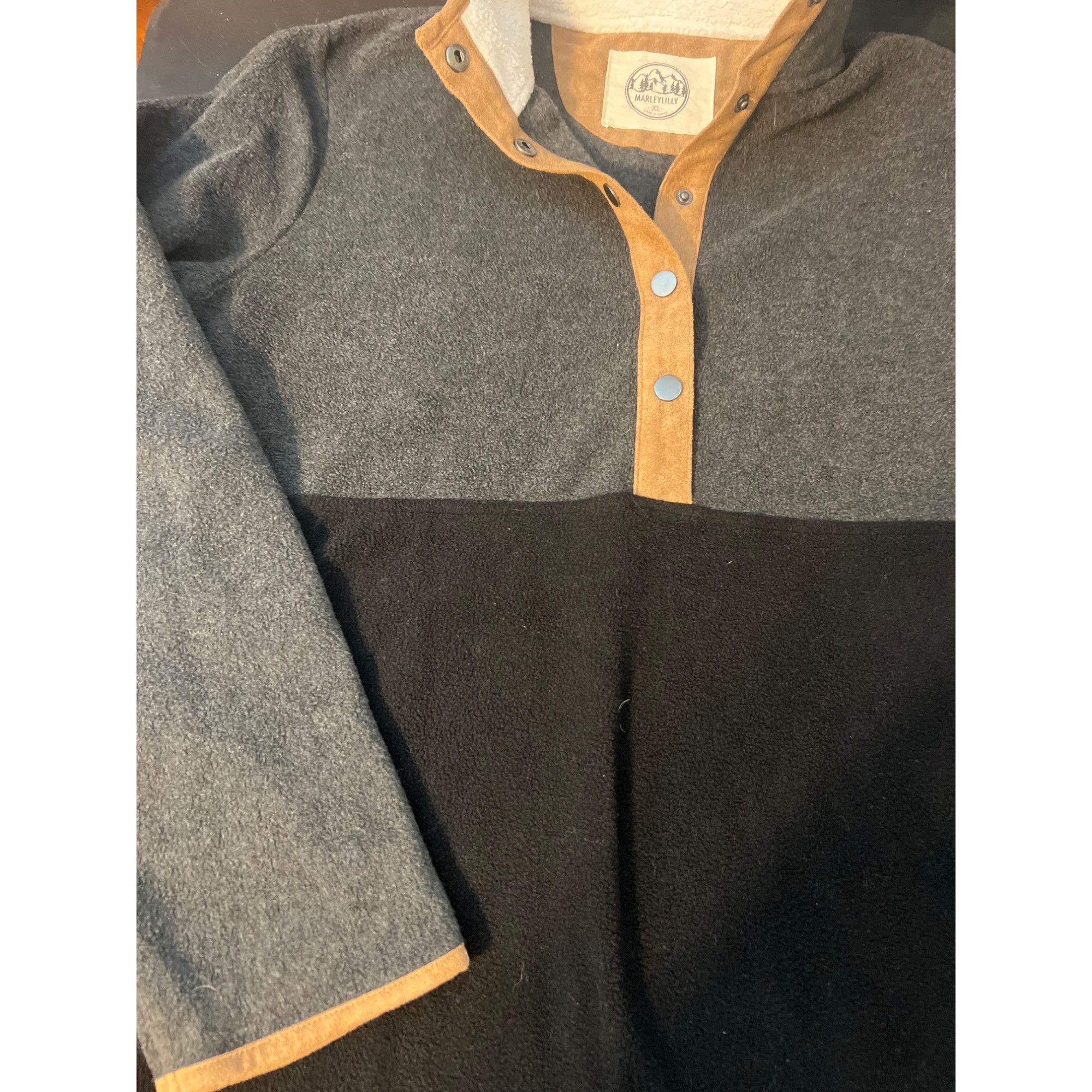 Other Marley Lilly Snap Button Fleece Pullover Gray Black Brown Co Size XL / US 12-14 / IT 48-50 - 3 Thumbnail