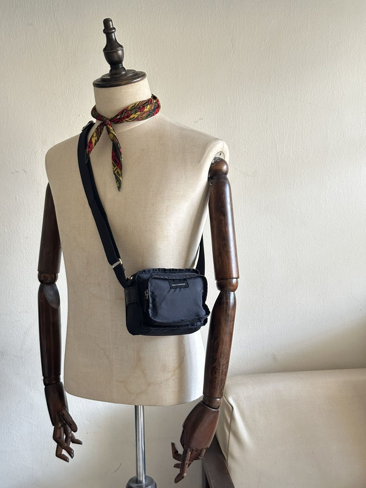 1990S Yohji Yamamoto 3D Nylon Mini Sling Bag in Black, Men's