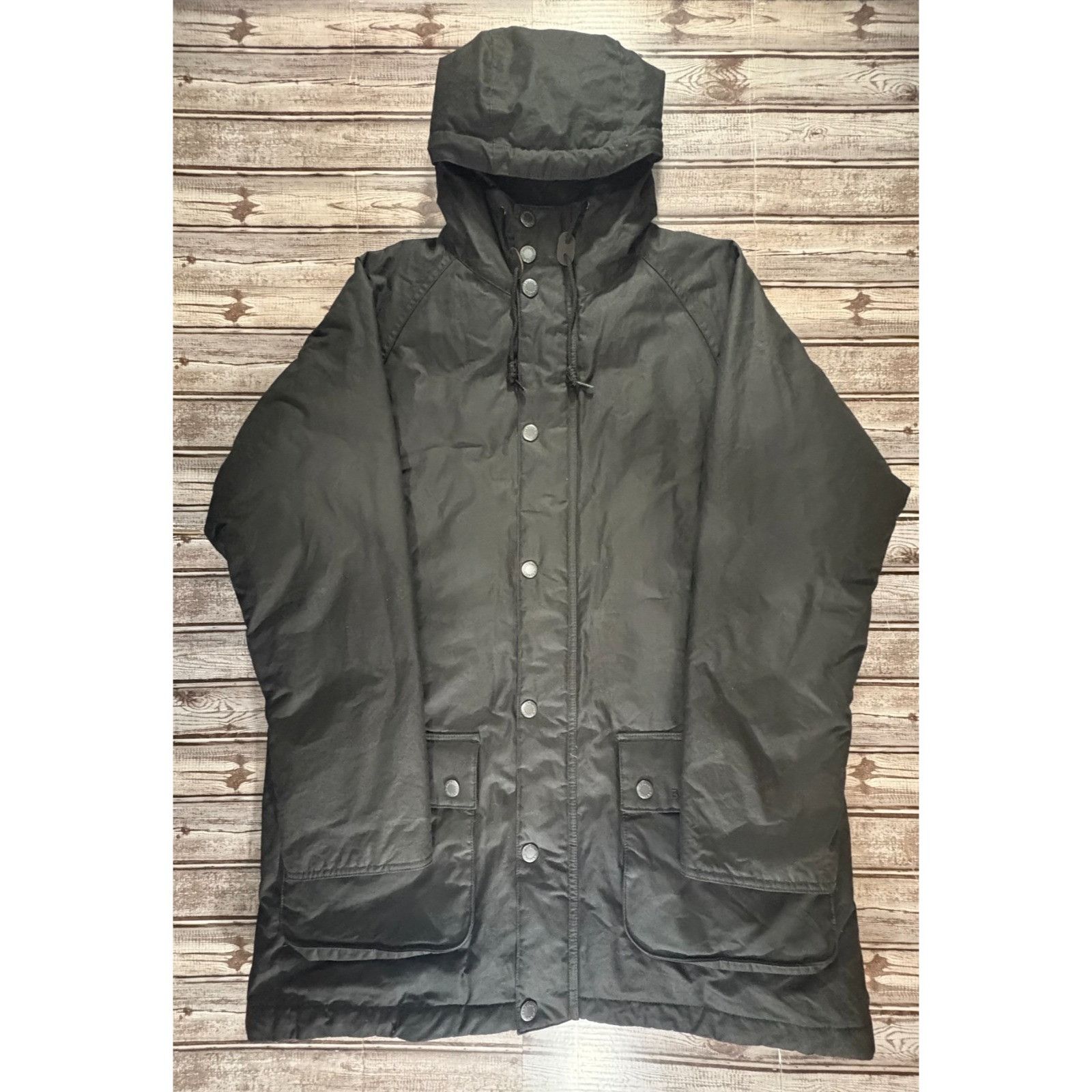 Barbour Beaufort Hooded fiberdown Waxed Cotton Jacket Size L