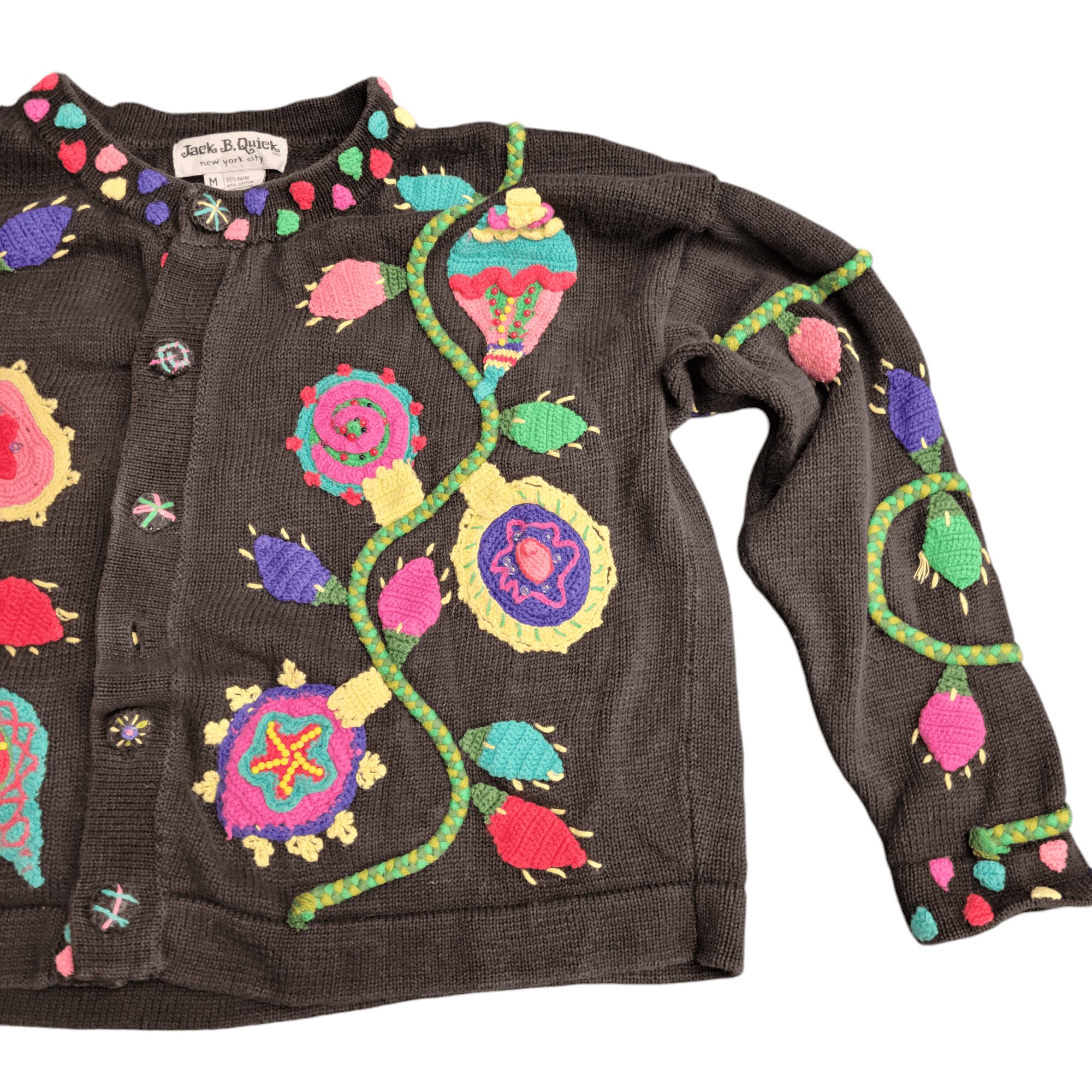 NBDN Nobrandedon Ugly Christmas Sweater Black Crochet Design Offensive Size M / US 6-8 / IT 42-44 - 8 Thumbnail