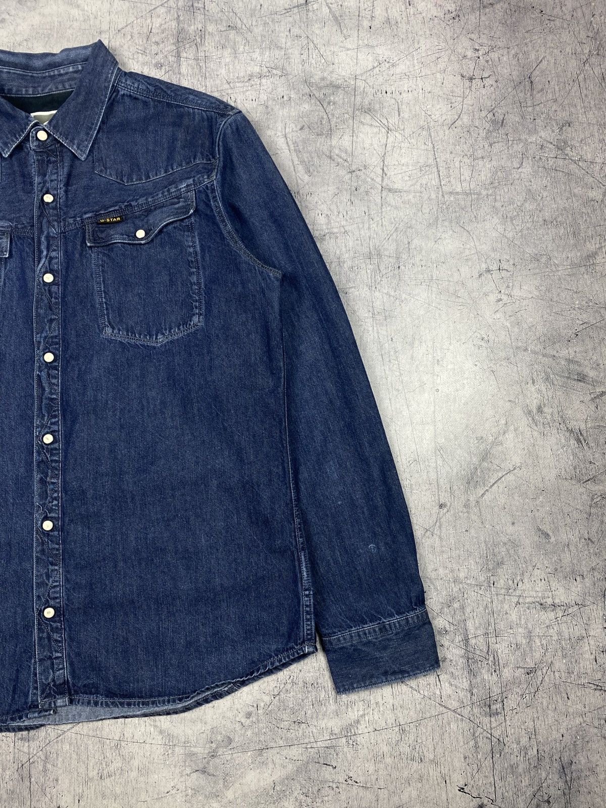 G-Star G-Star RAW Denim Western Shirt Blue Snap Button Tailor Shirt Size US XL / EU 56 / 4 - 4 Thumbnail