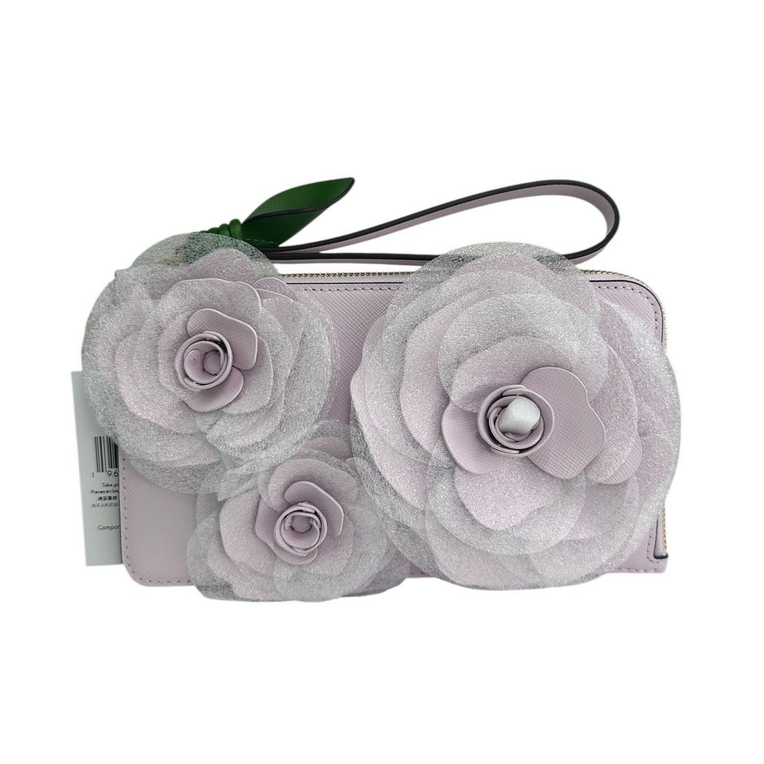 Kate Spade Kate Spade Flora Flower Medium L-Zip Wristlet Pale Amethyst Size ONE SIZE - 3 Thumbnail