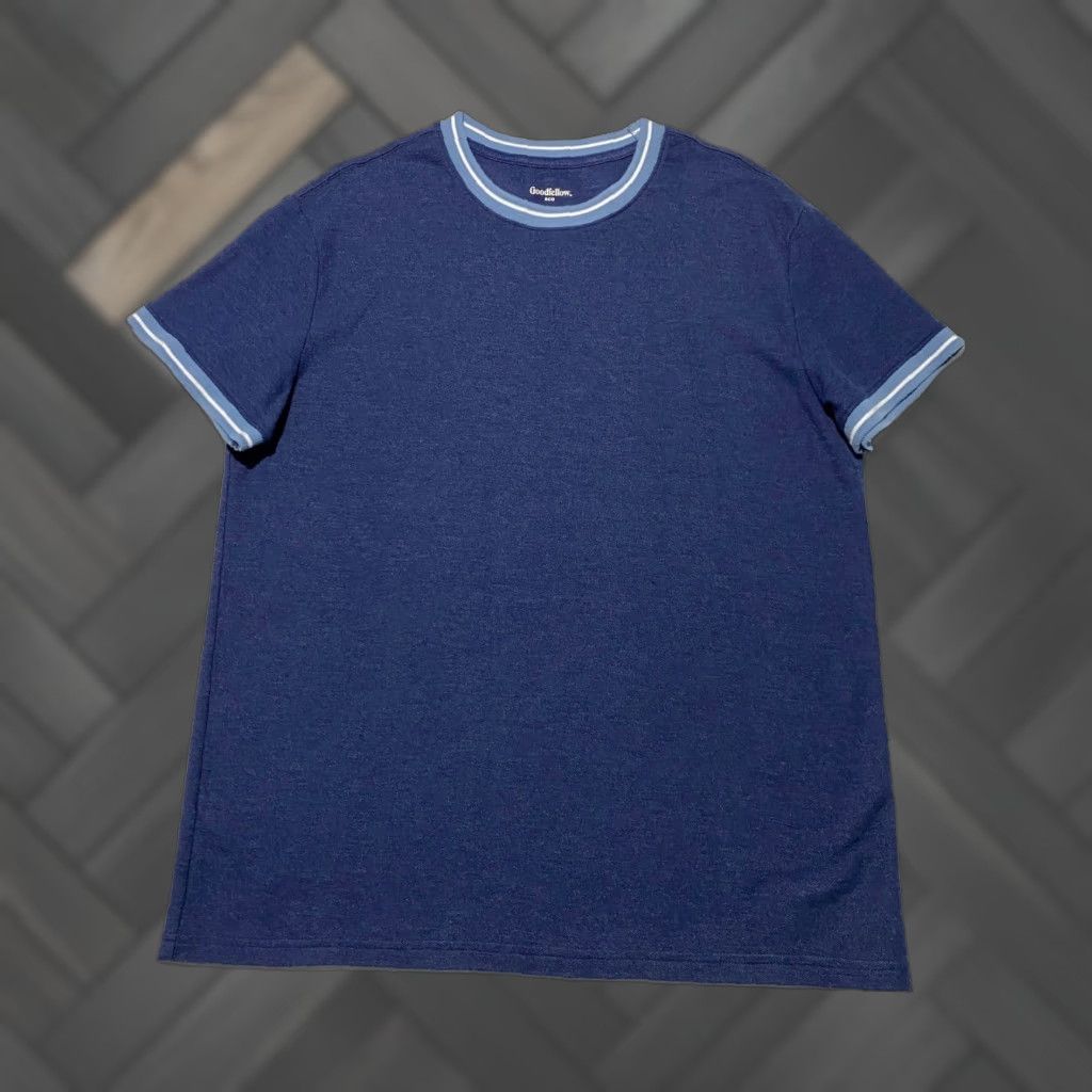 Vintage Goodfellow & Co T-Shirt Crew Neck Navy Blue Striped Trim Short Sleeve L Mens Size US L / EU 52-54 / 3 - 1 Thumbnail