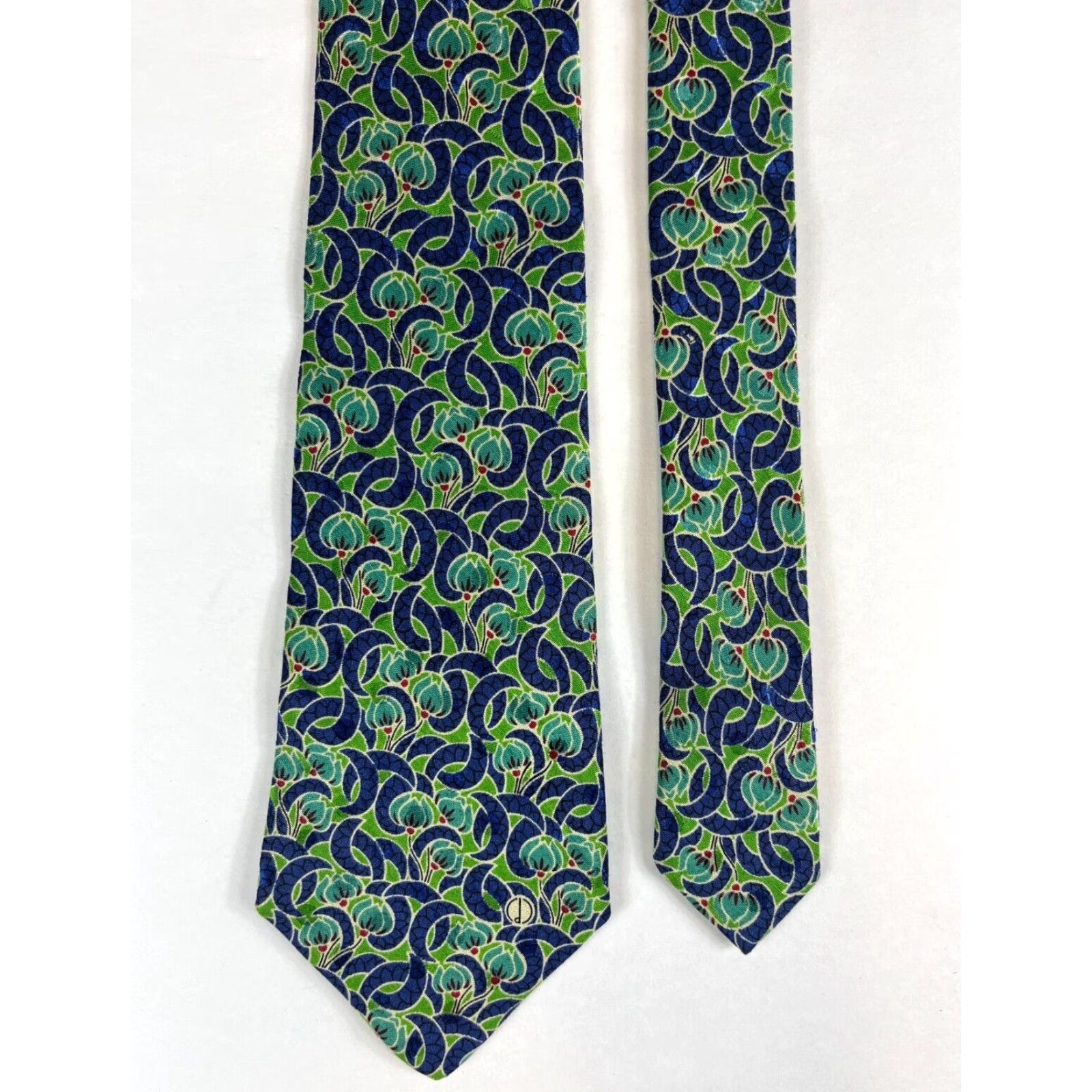 Vintage Dunhill Men's Floral Tie Linen Silk Blend Made in Italy Size ONE SIZE - 6 Thumbnail
