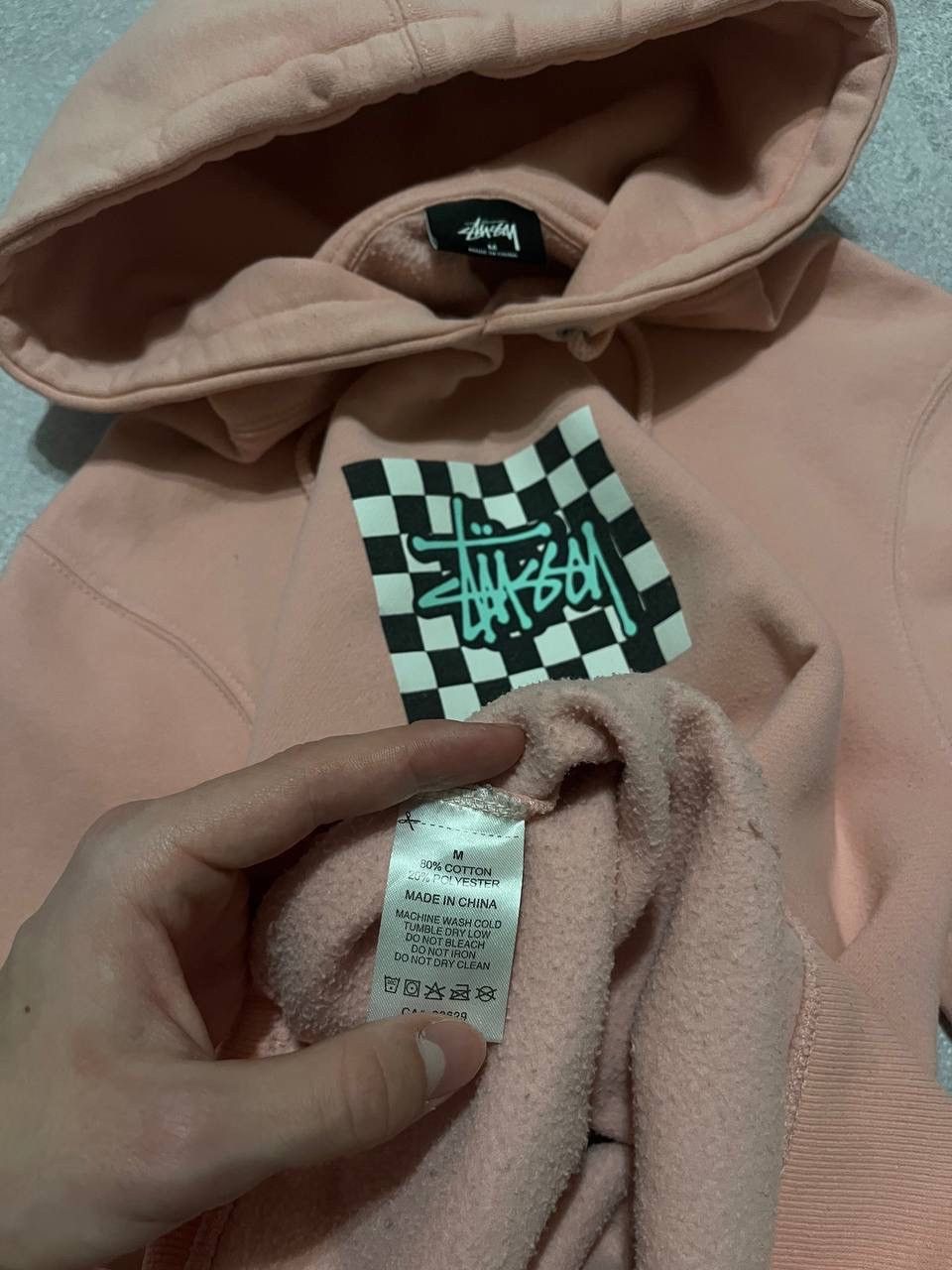 Stussy Stüssy Pink Hoodie with Checkerboard Logo Cozy Fit Streetwea Size US M / EU 48-50 / 2 - 4 Thumbnail