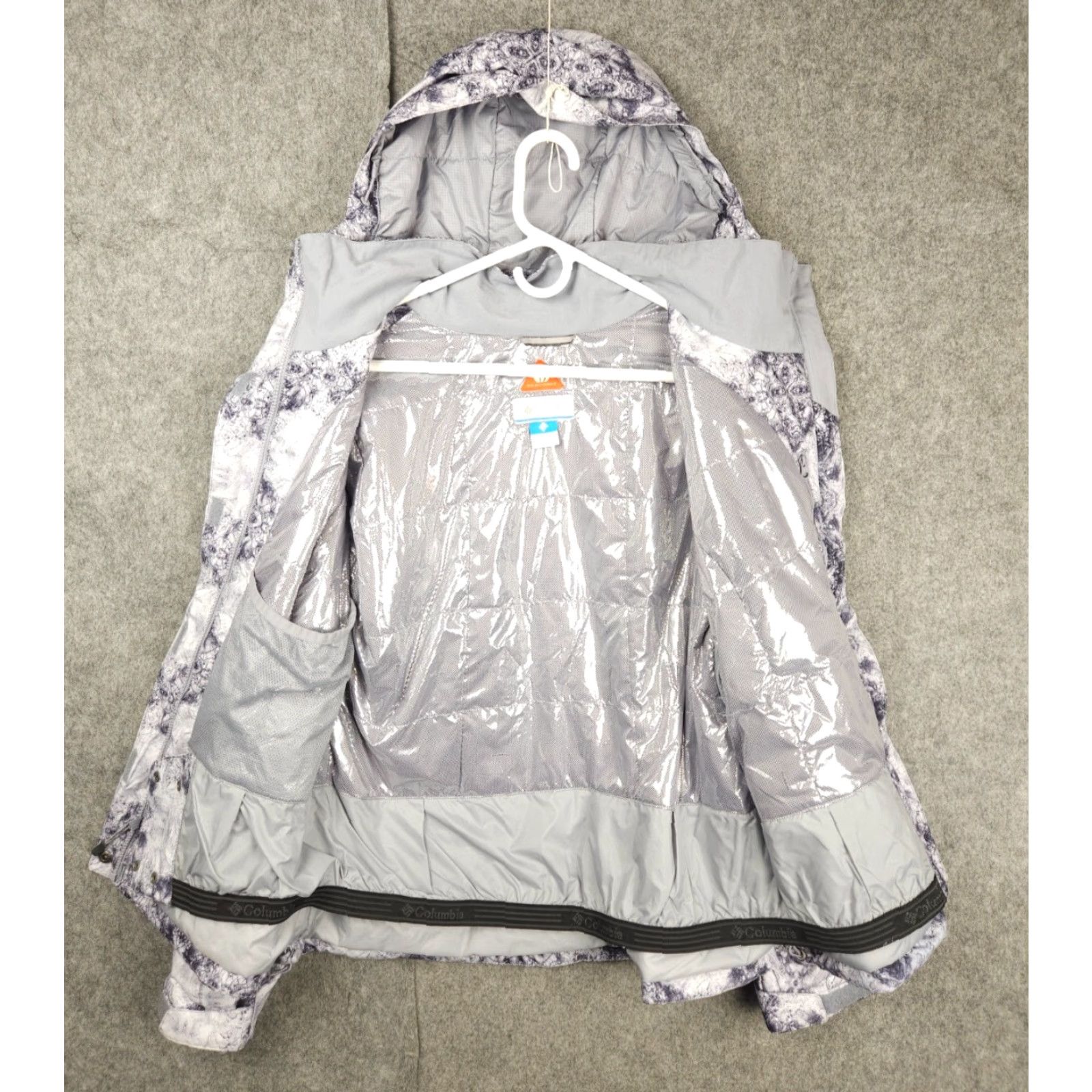 Vintage Columbia Snow Gem Jacket Women's Large Gray Abstract AOP Omni Heat Puffer Size L / US 10 / IT 46 - 4 Thumbnail