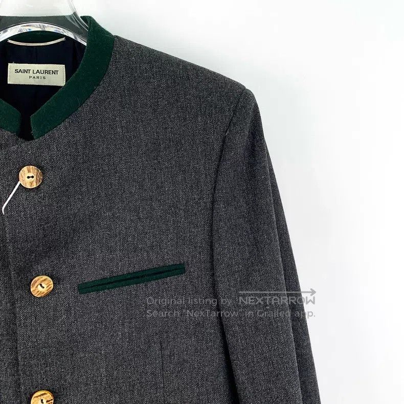 Saint Laurent Paris Saint Laurent Paris Dark Gray Wool Crew Neck Single-Breast Size US S / EU 44-46 / 1 - 3 Thumbnail