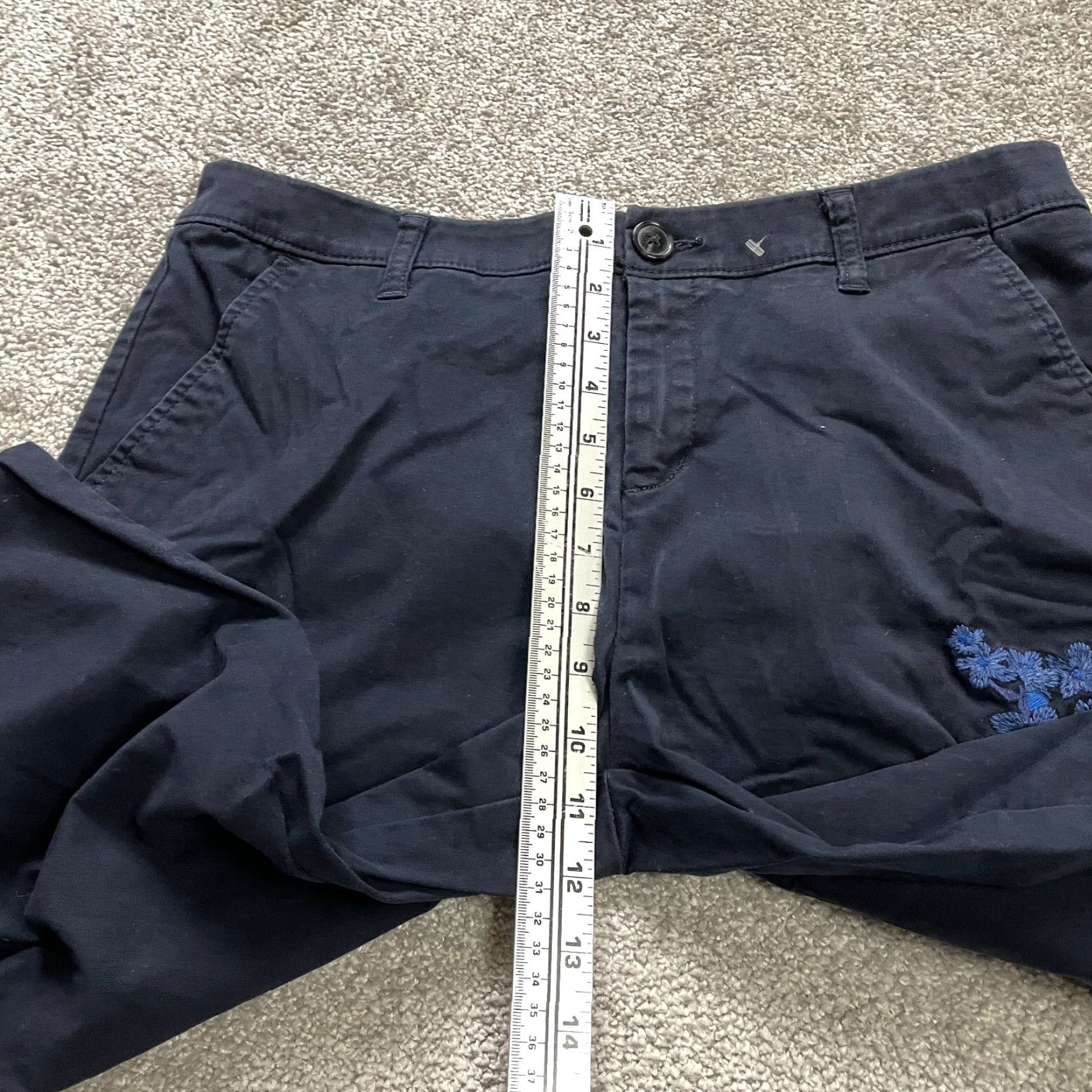 Liz Claiborne Liz Claiborne Pants Womens 10 Ankle Classic Navy Blue Floral Embroidered 34x26 Size 24" / US 00 / IT 34 - 6 Thumbnail