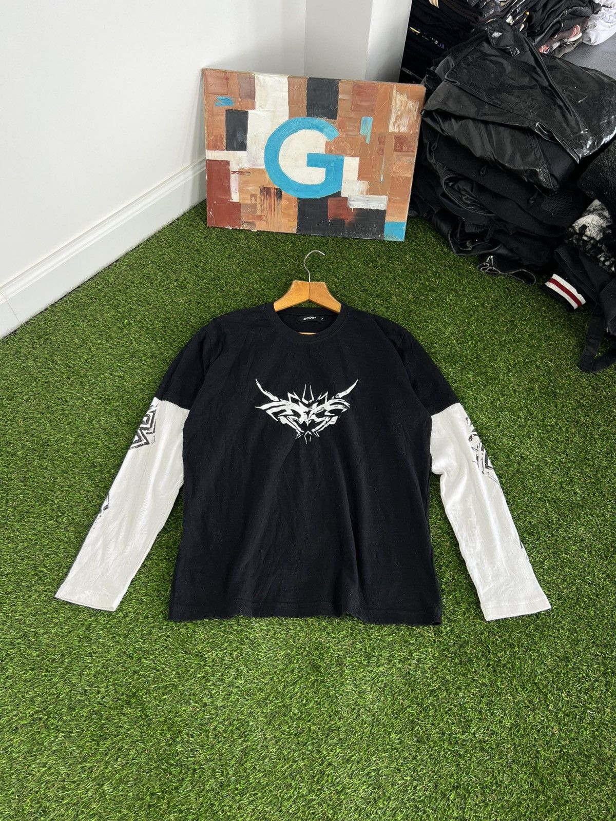 Tribal Streetwear Rare Vintage 00s Tribal Long Sleeve Tatoo Rave Rock Metal Size US L / EU 52-54 / 3 - 1 Thumbnail